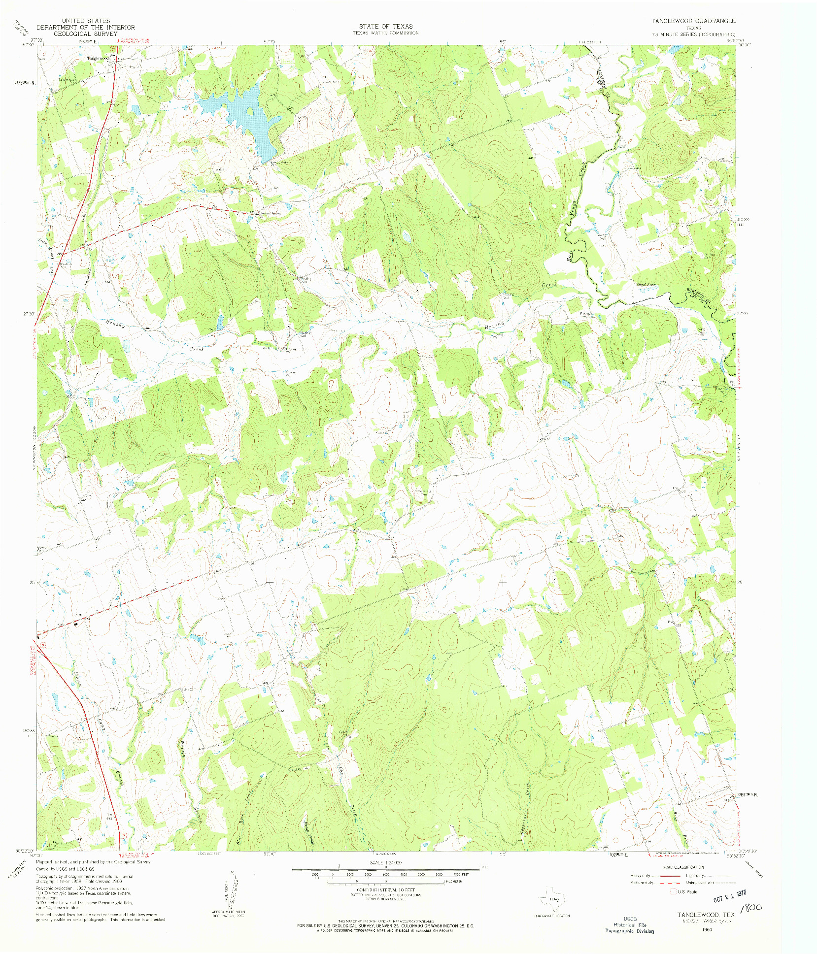 USGS 1:24000-SCALE QUADRANGLE FOR TANGLEWOOD, TX 1960