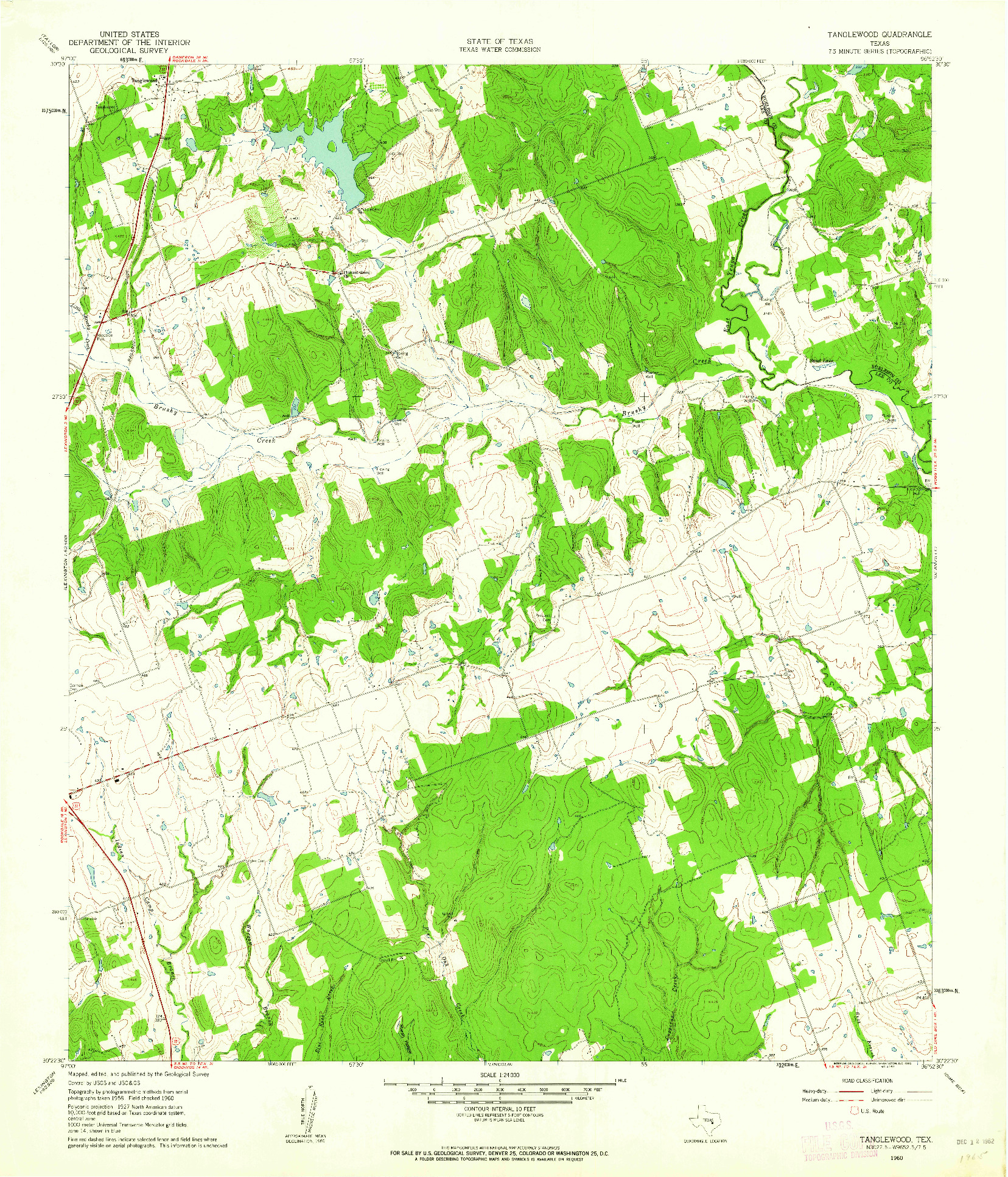 USGS 1:24000-SCALE QUADRANGLE FOR TANGLEWOOD, TX 1960