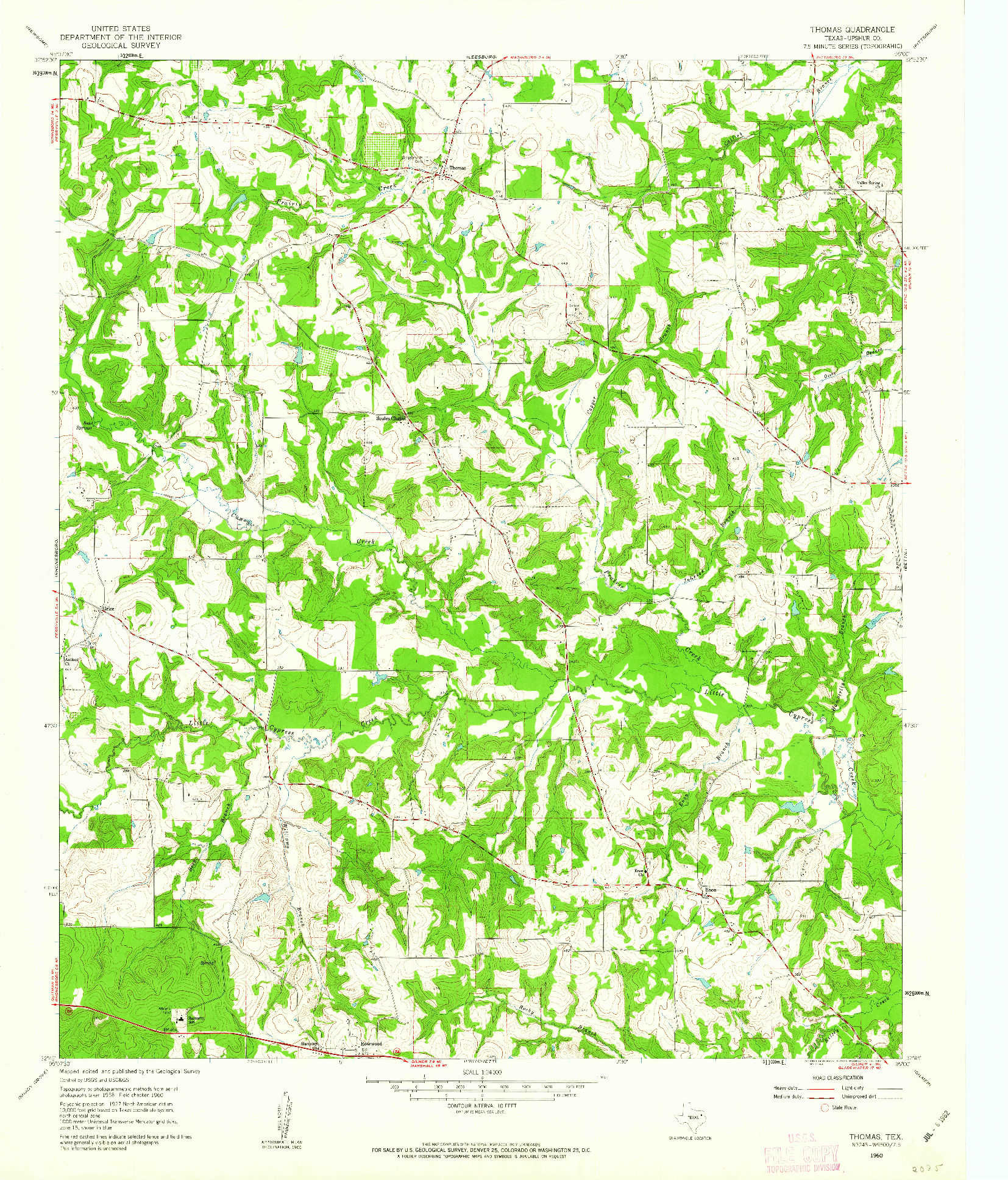 USGS 1:24000-SCALE QUADRANGLE FOR THOMAS, TX 1960