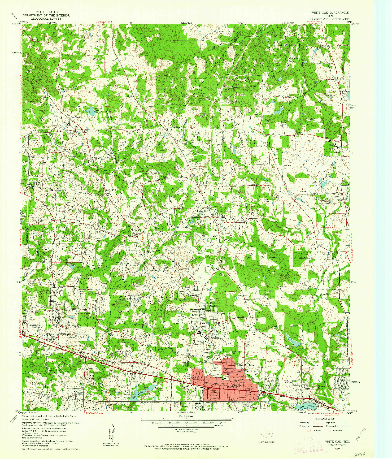 USGS 1:24000-SCALE QUADRANGLE FOR WHITE OAK, TX 1960