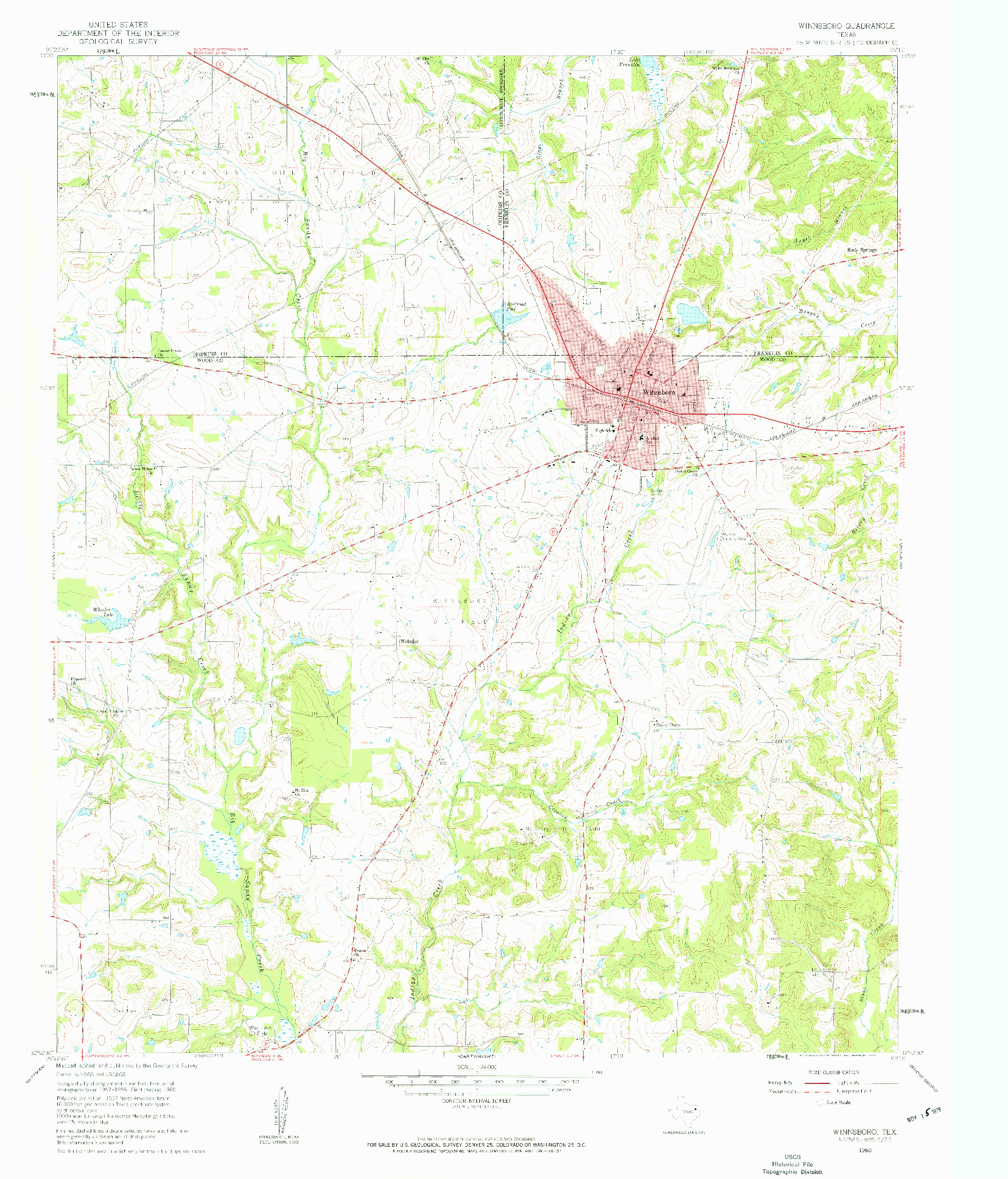 USGS 1:24000-SCALE QUADRANGLE FOR WINNSBORO, TX 1960