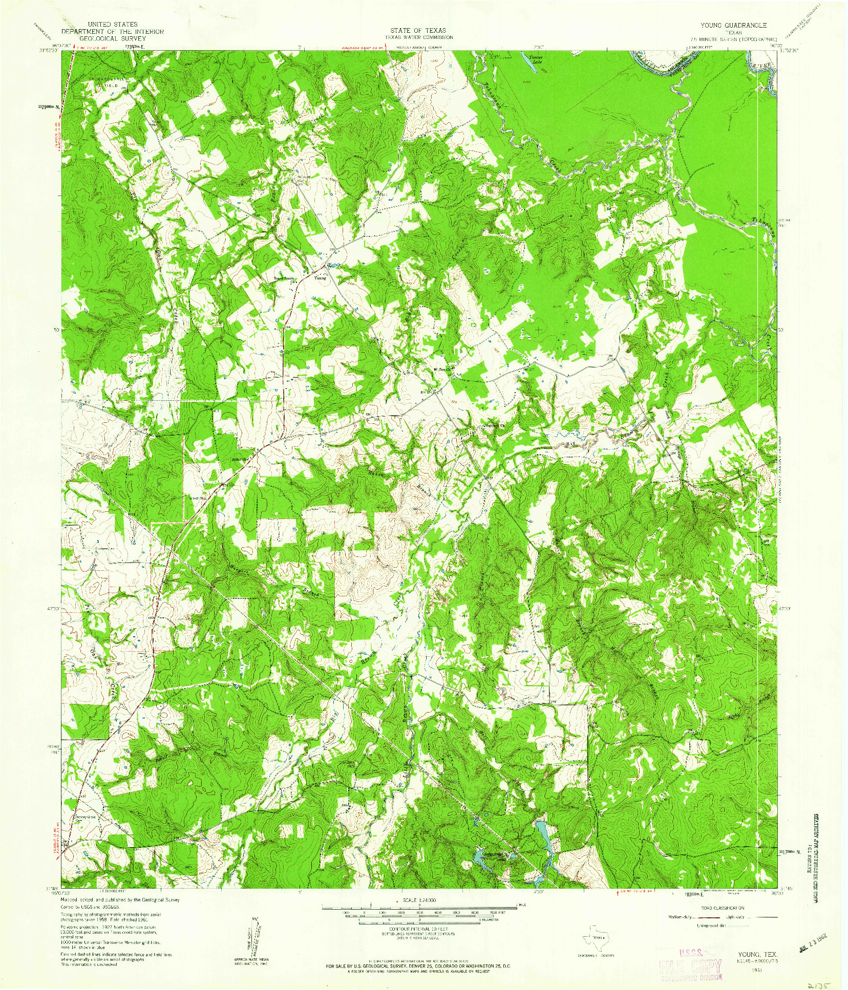 USGS 1:24000-SCALE QUADRANGLE FOR YOUNG, TX 1961