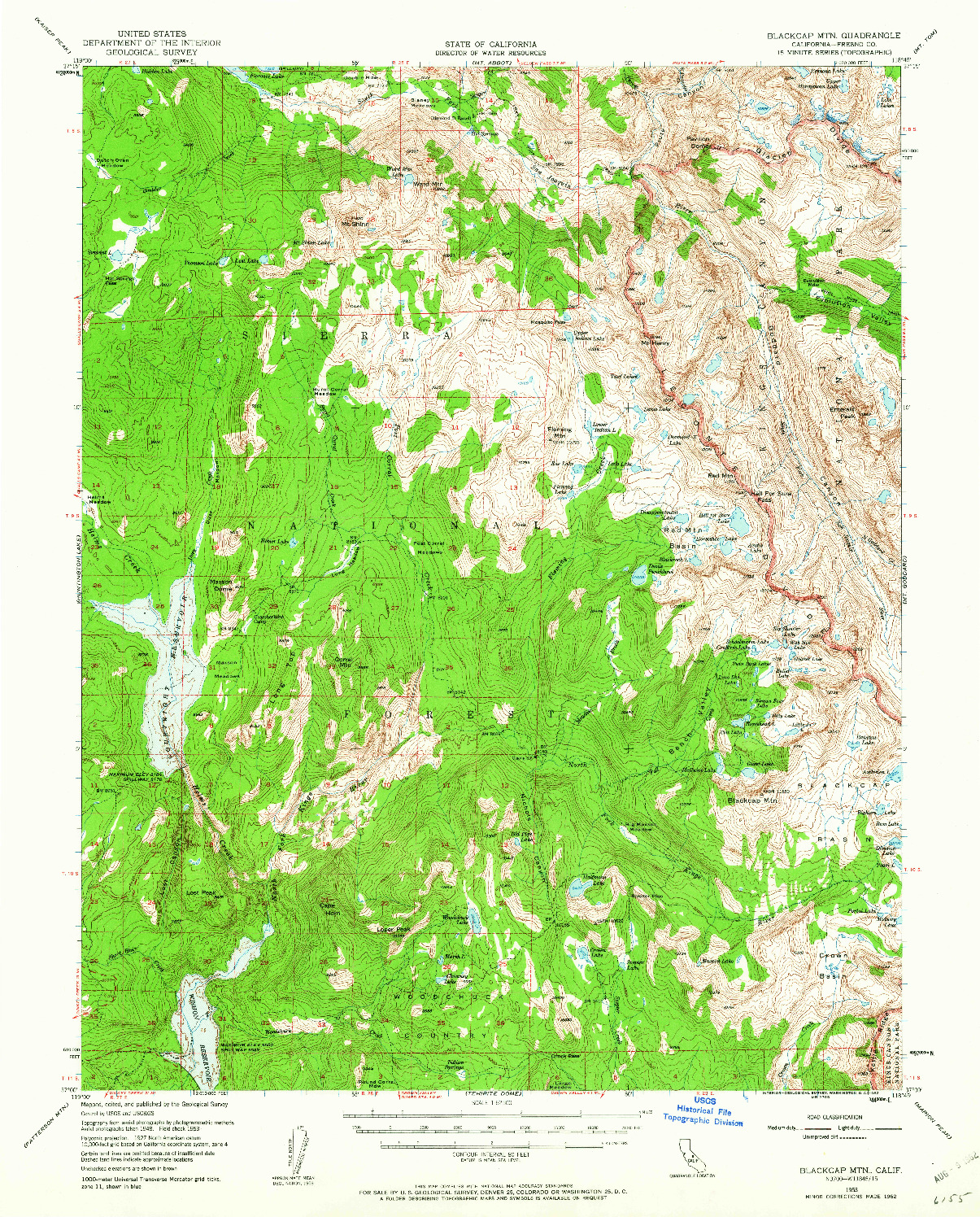 USGS 1:62500-SCALE QUADRANGLE FOR BLACKCAP MTN, CA 1953