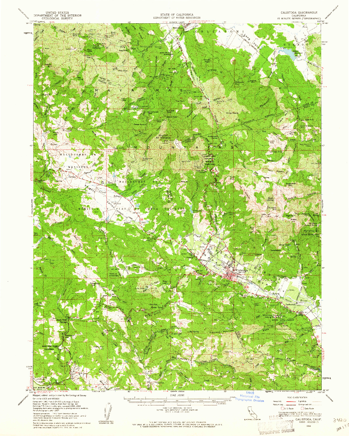 USGS 1:62500-SCALE QUADRANGLE FOR CALISTOGA, CA 1959