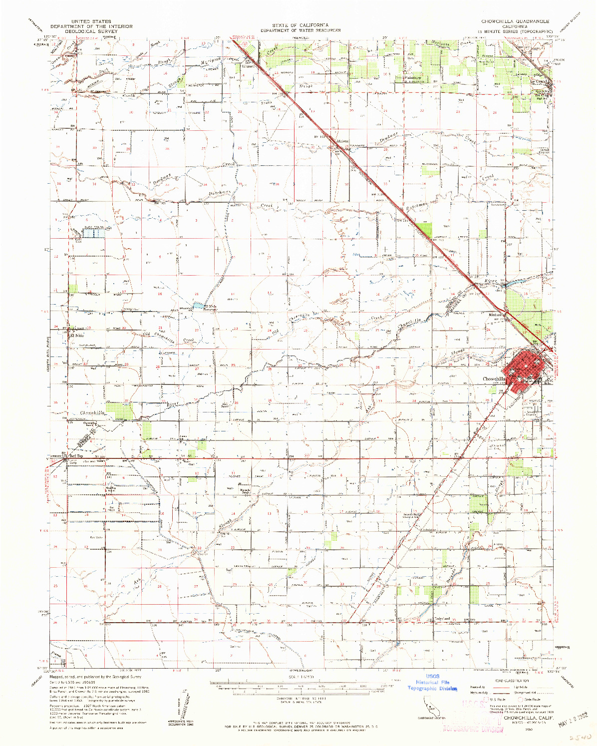 USGS 1:62500-SCALE QUADRANGLE FOR CHOWCHILLA, CA 1960