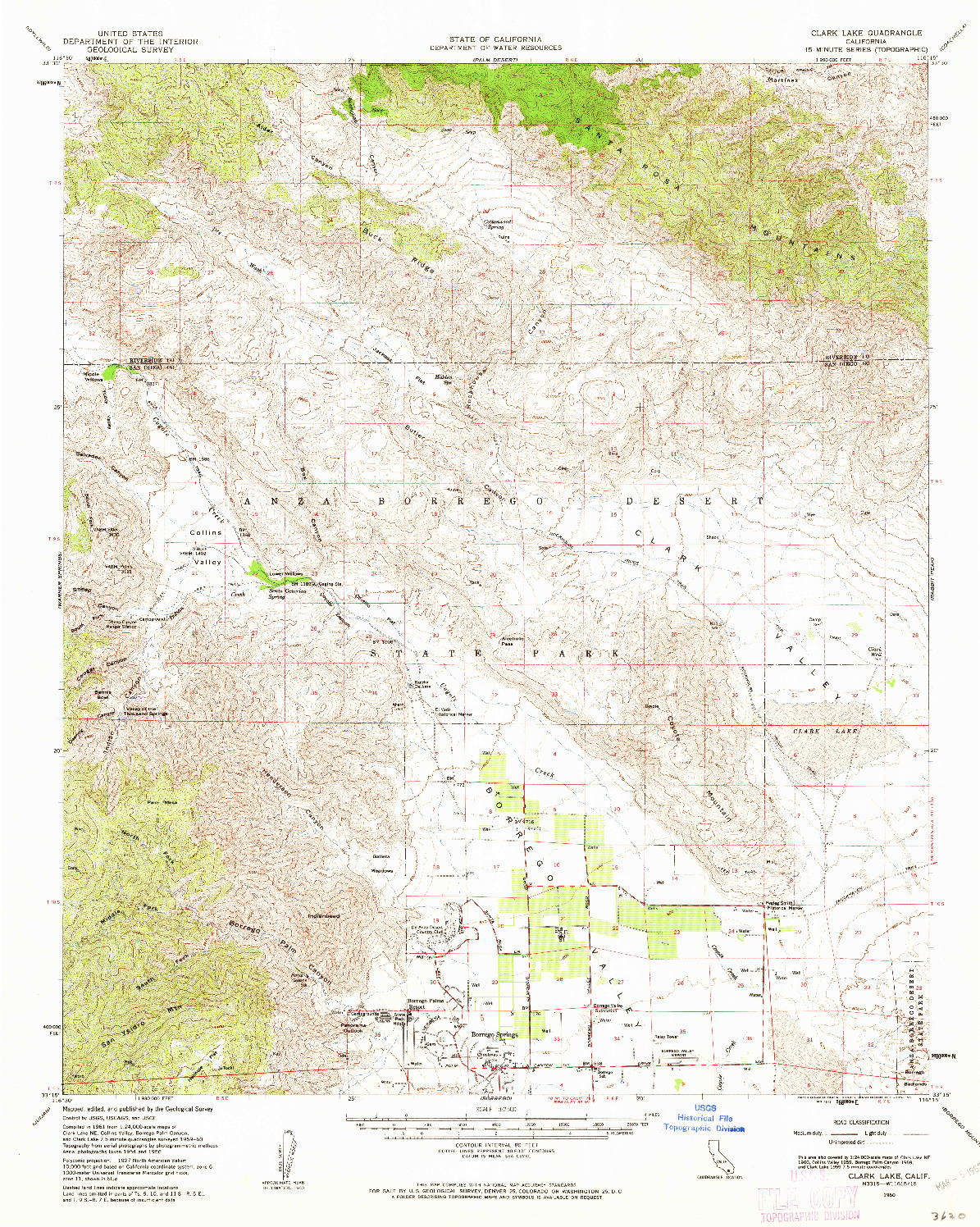 USGS 1:62500-SCALE QUADRANGLE FOR CLARK LAKE, CA 1960