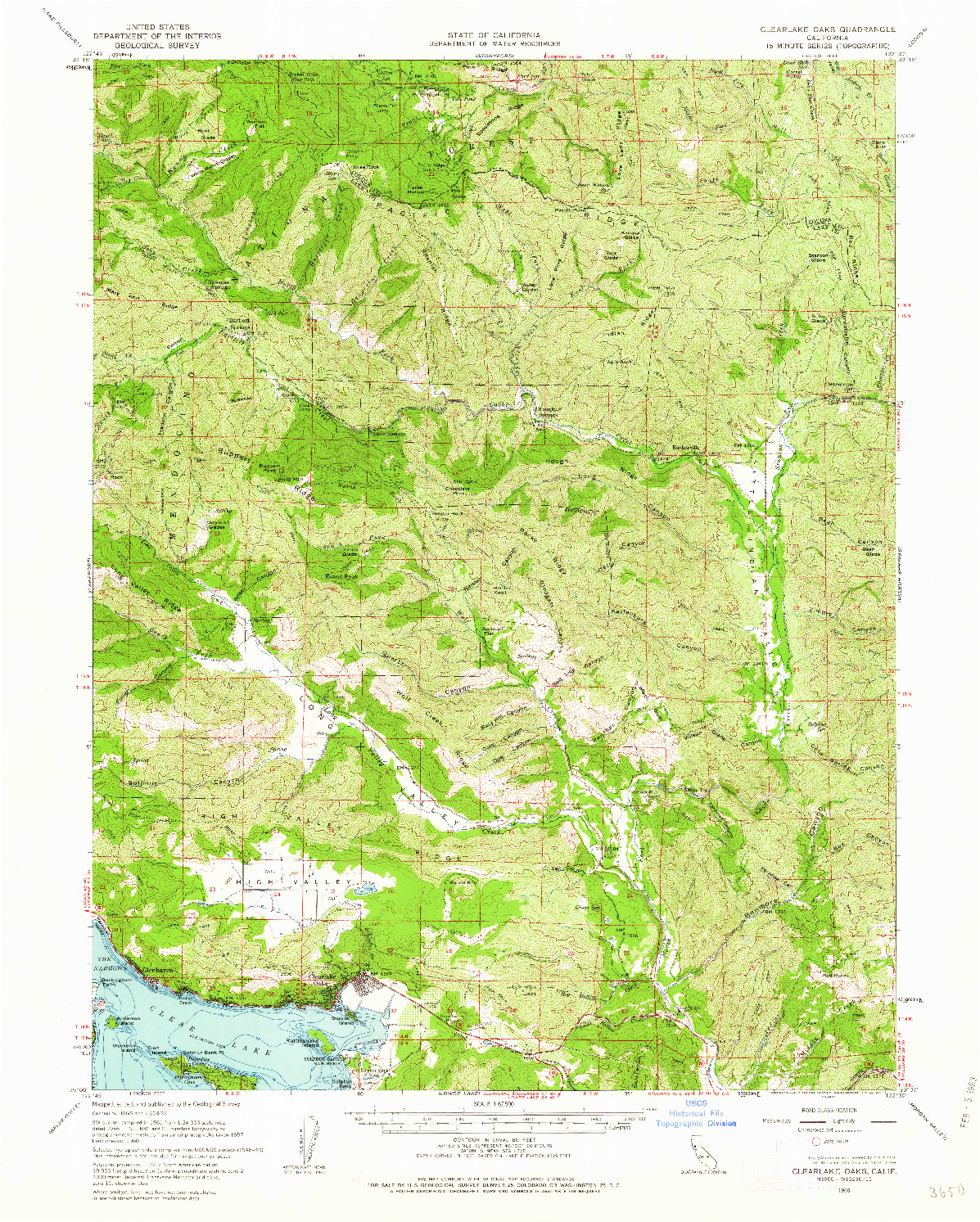 USGS 1:62500-SCALE QUADRANGLE FOR CLEARLAKE OAKS, CA 1960