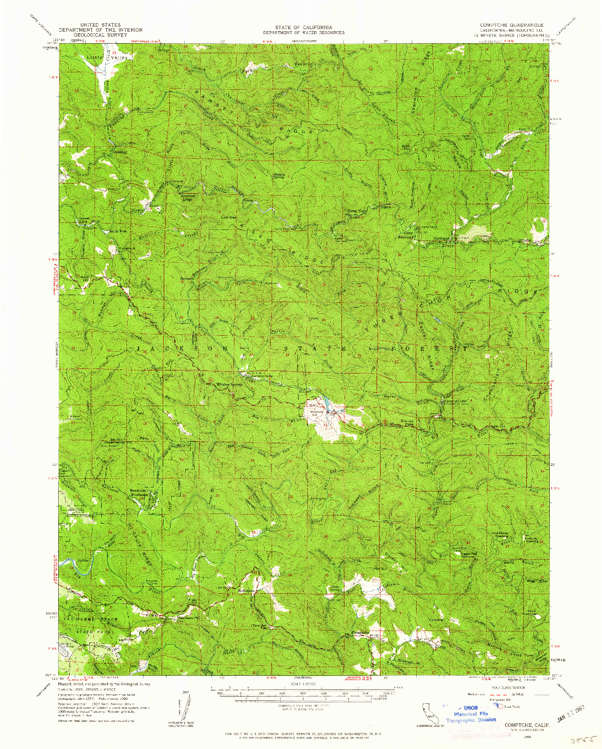 USGS 1:62500-SCALE QUADRANGLE FOR COMPTCHE, CA 1960