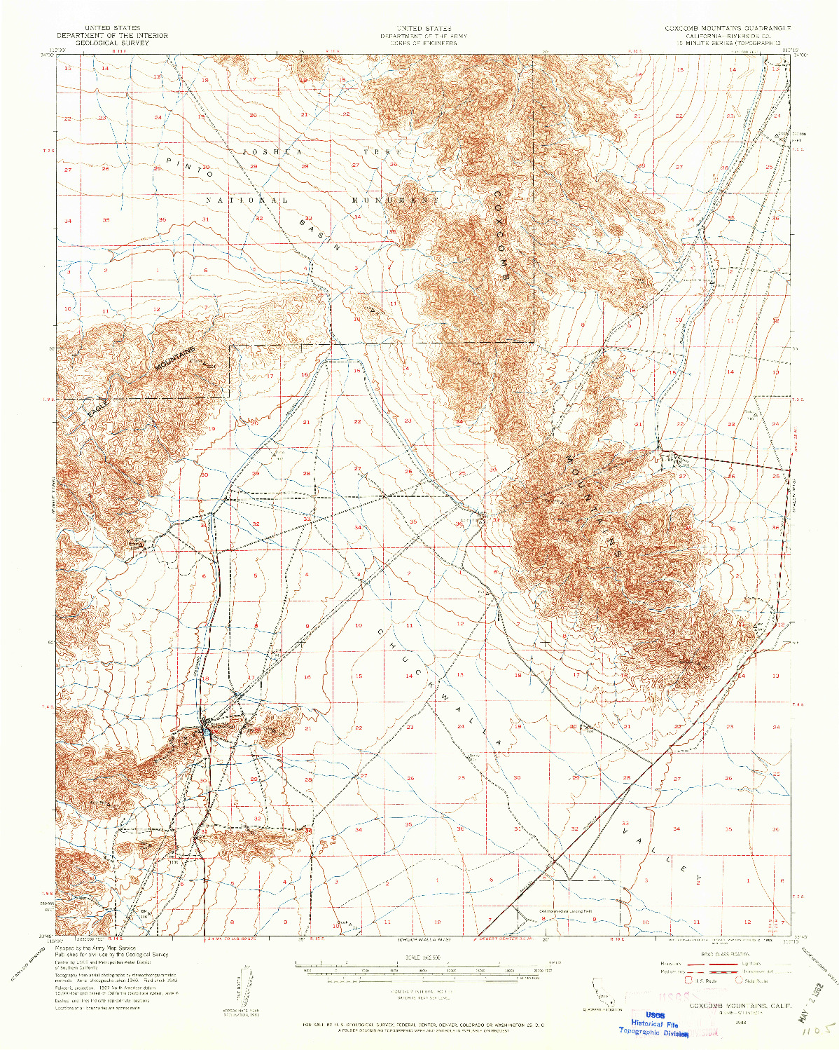 USGS 1:62500-SCALE QUADRANGLE FOR COXCOMB MOUNTAINS, CA 1943