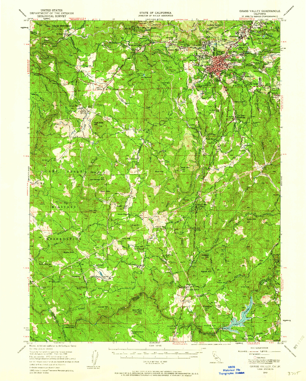 USGS 1:62500-SCALE QUADRANGLE FOR GRASS VALLEY, CA 1949
