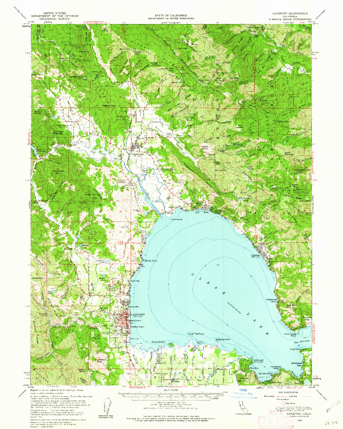 USGS 1:62500-SCALE QUADRANGLE FOR LAKEPORT, CA 1958