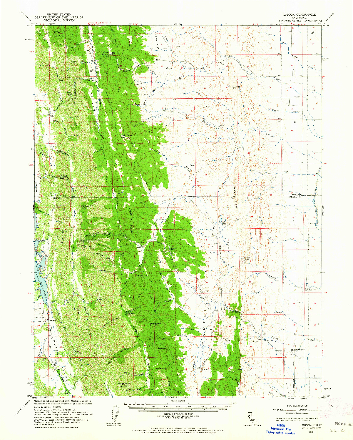USGS 1:62500-SCALE QUADRANGLE FOR LODOGA, CA 1960