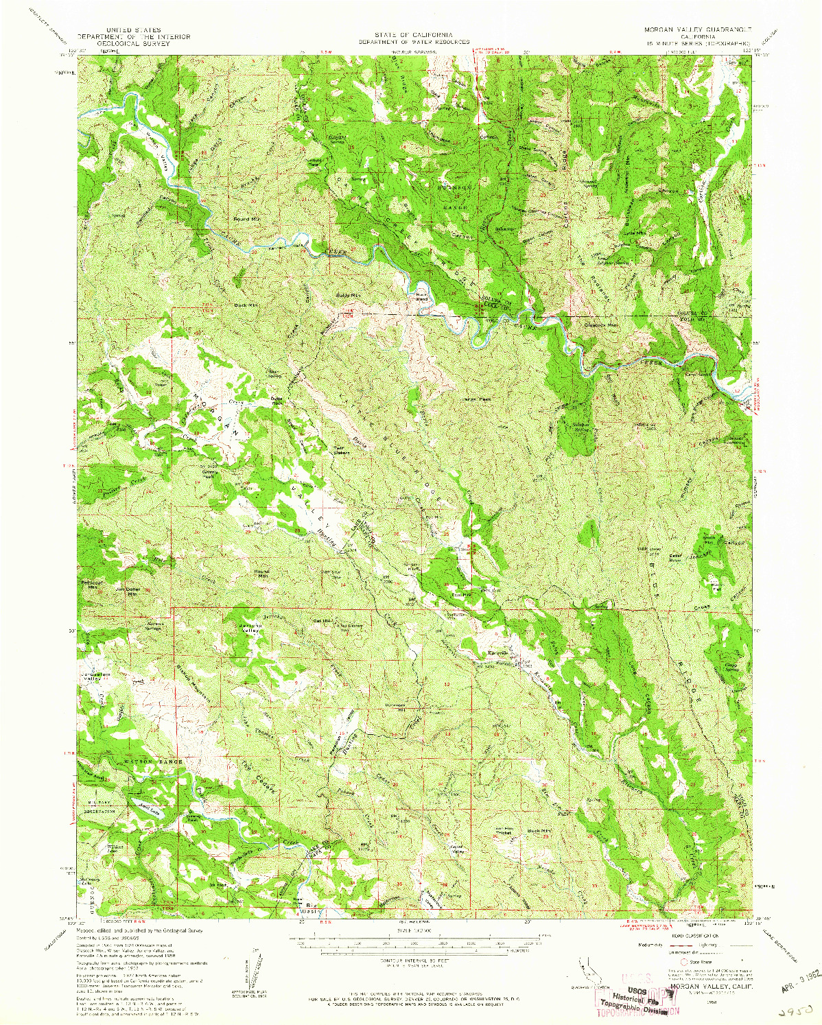 USGS 1:62500-SCALE QUADRANGLE FOR MORGAN VALLEY, CA 1958