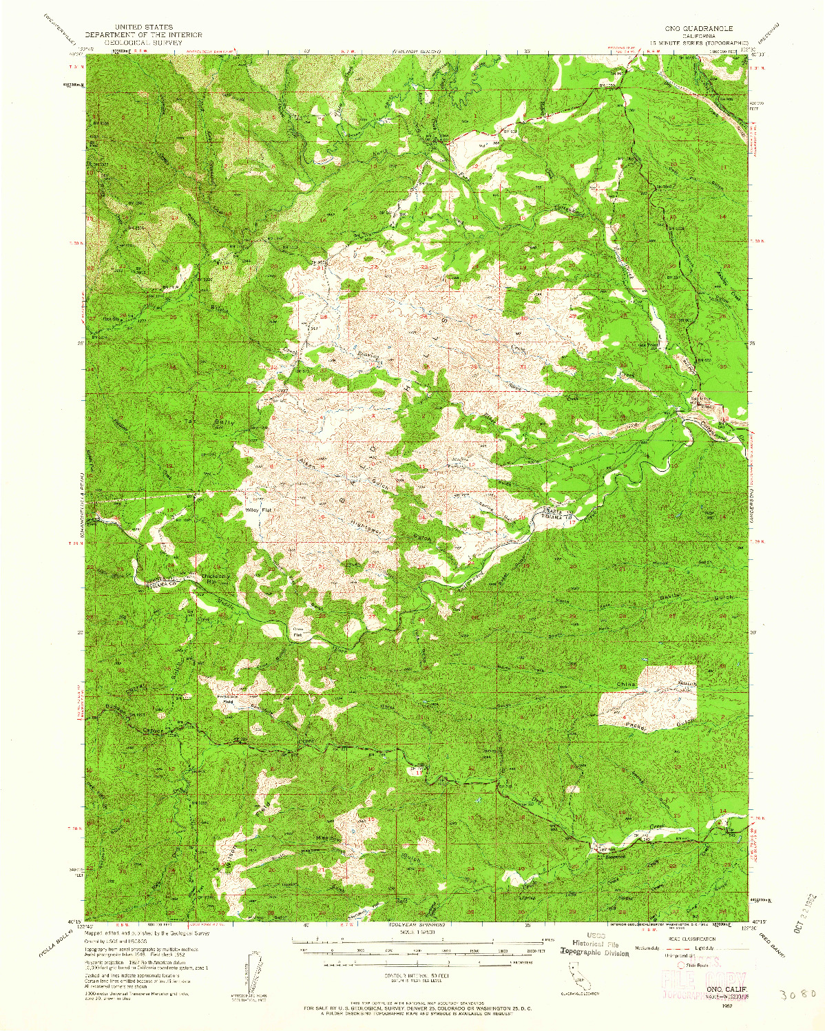 USGS 1:62500-SCALE QUADRANGLE FOR ONO, CA 1952