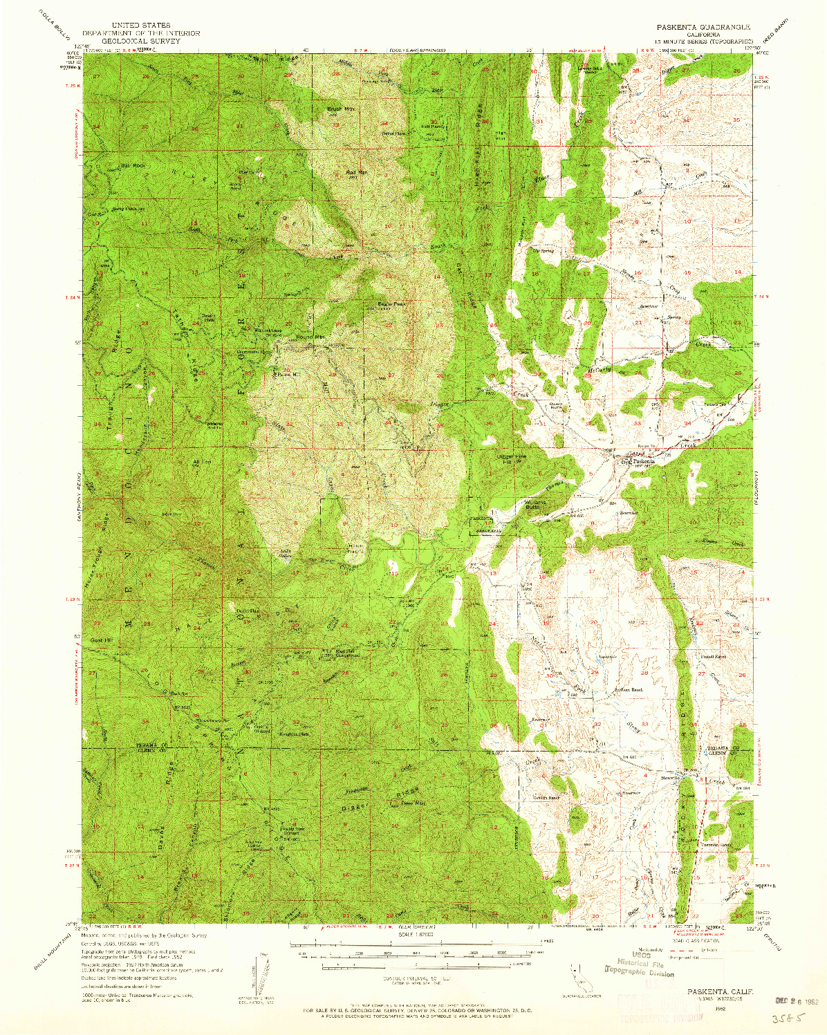 USGS 1:62500-SCALE QUADRANGLE FOR PASKENTA, CA 1952