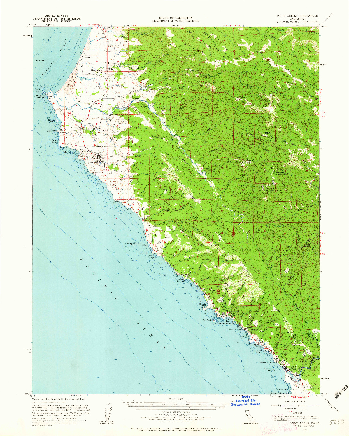 USGS 1:62500-SCALE QUADRANGLE FOR POINT ARENA, CA 1960