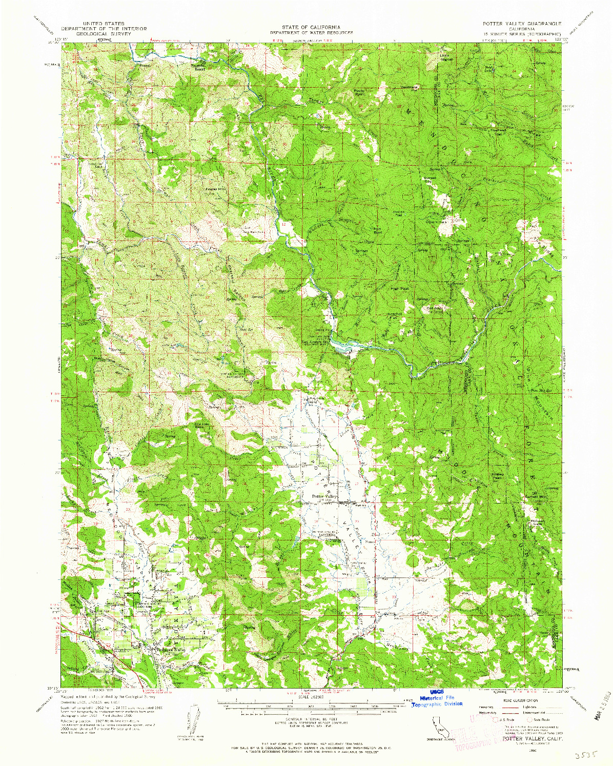 USGS 1:62500-SCALE QUADRANGLE FOR POTTER VALLEY, CA 1960