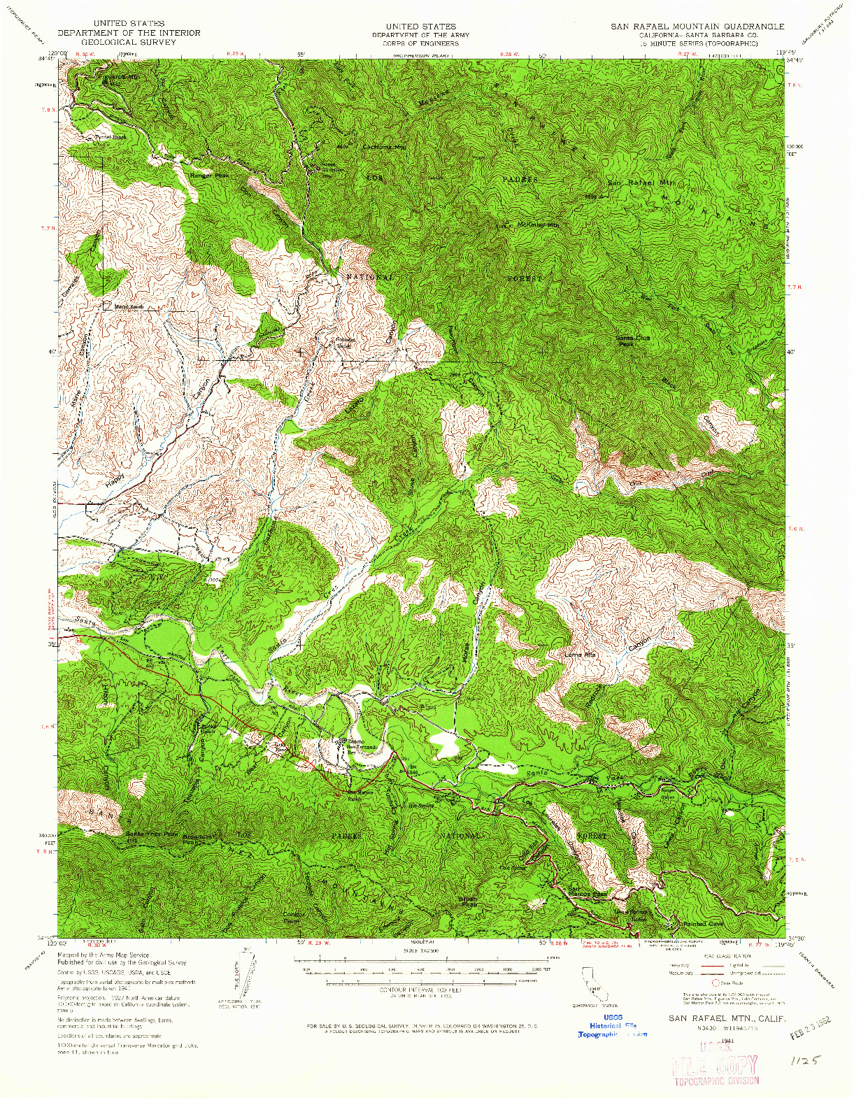 USGS 1:62500-SCALE QUADRANGLE FOR SAN RAFAEL MTN, CA 1941