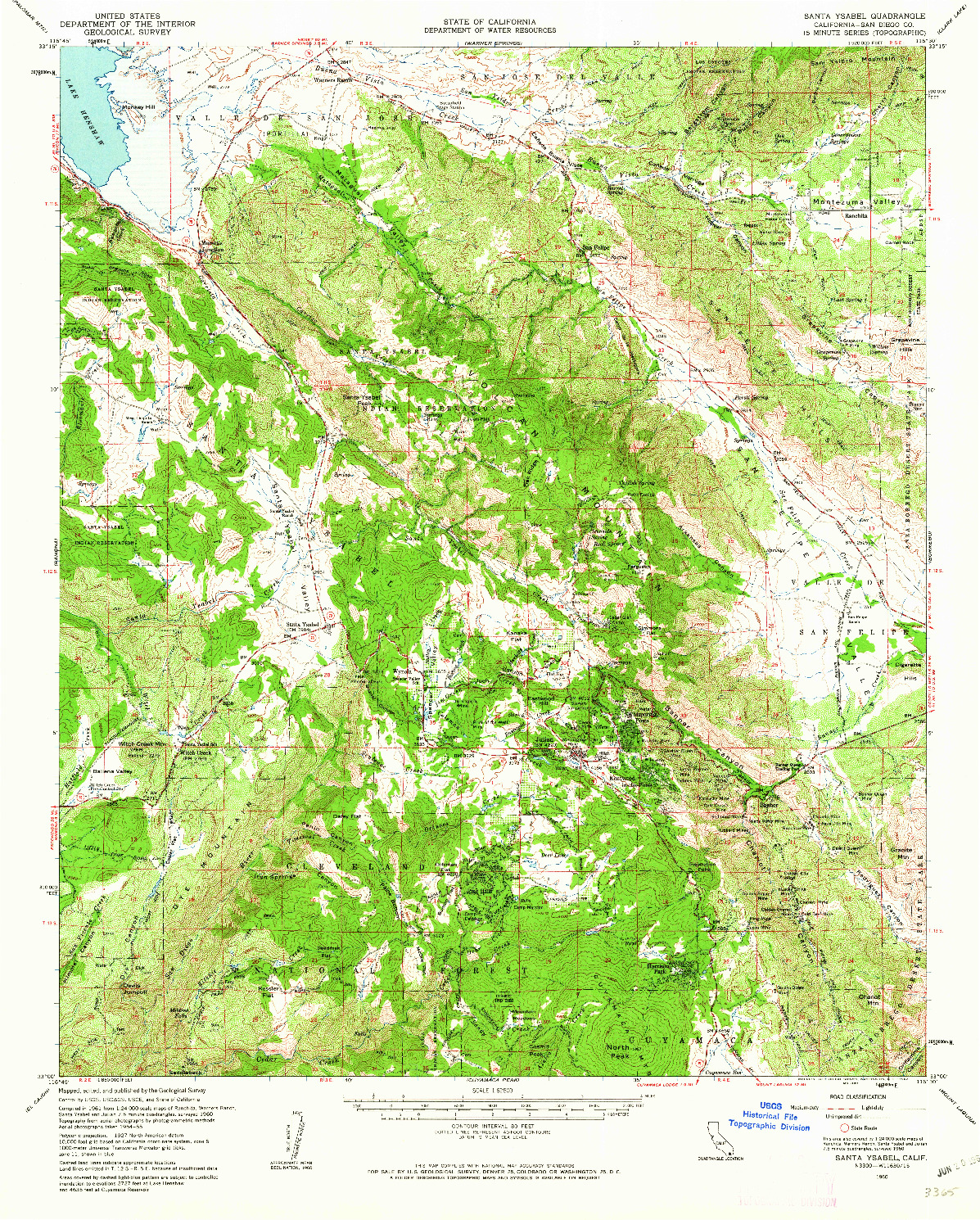 USGS 1:62500-SCALE QUADRANGLE FOR SANTA YSABEL, CA 1960