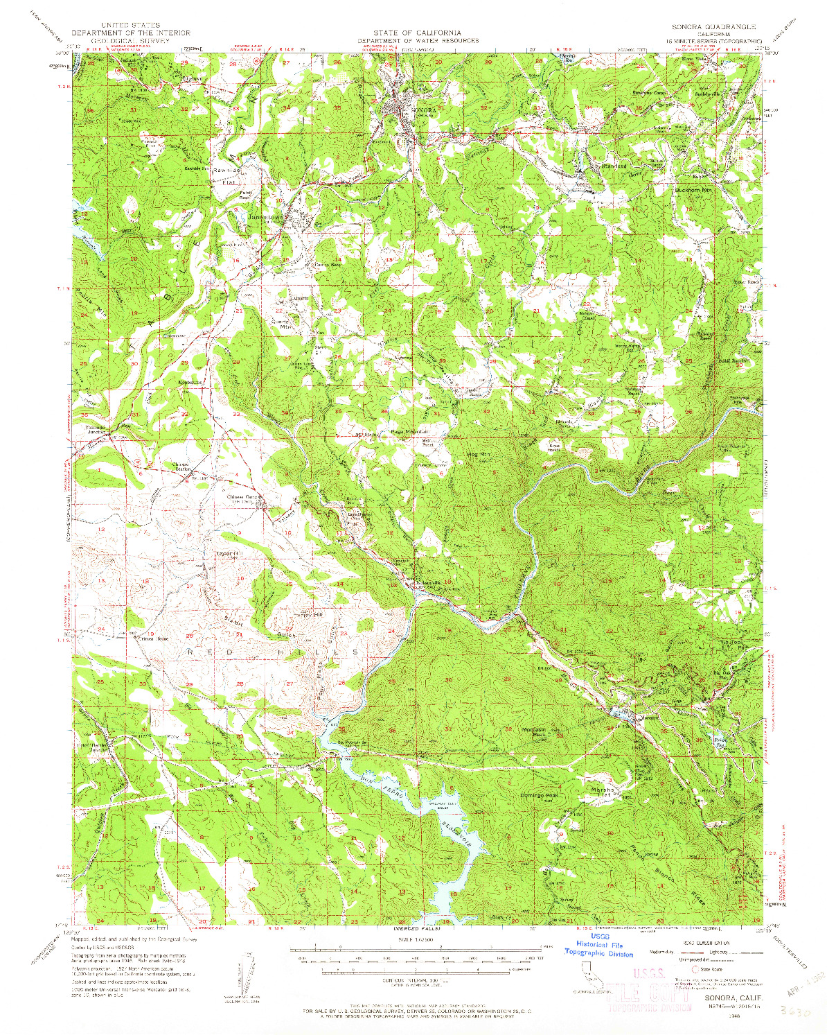 USGS 1:62500-SCALE QUADRANGLE FOR SONORA, CA 1948