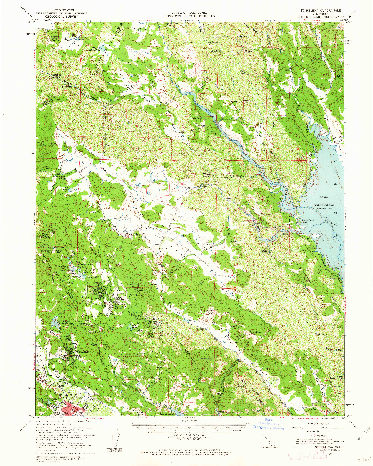 USGS 1:62500-SCALE QUADRANGLE FOR ST. HELENA, CA 1960