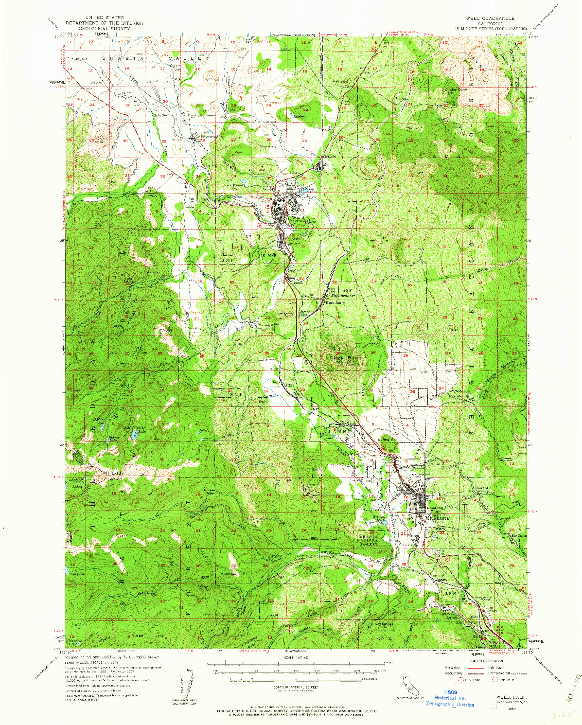 USGS 1:62500-SCALE QUADRANGLE FOR WEED, CA 1954