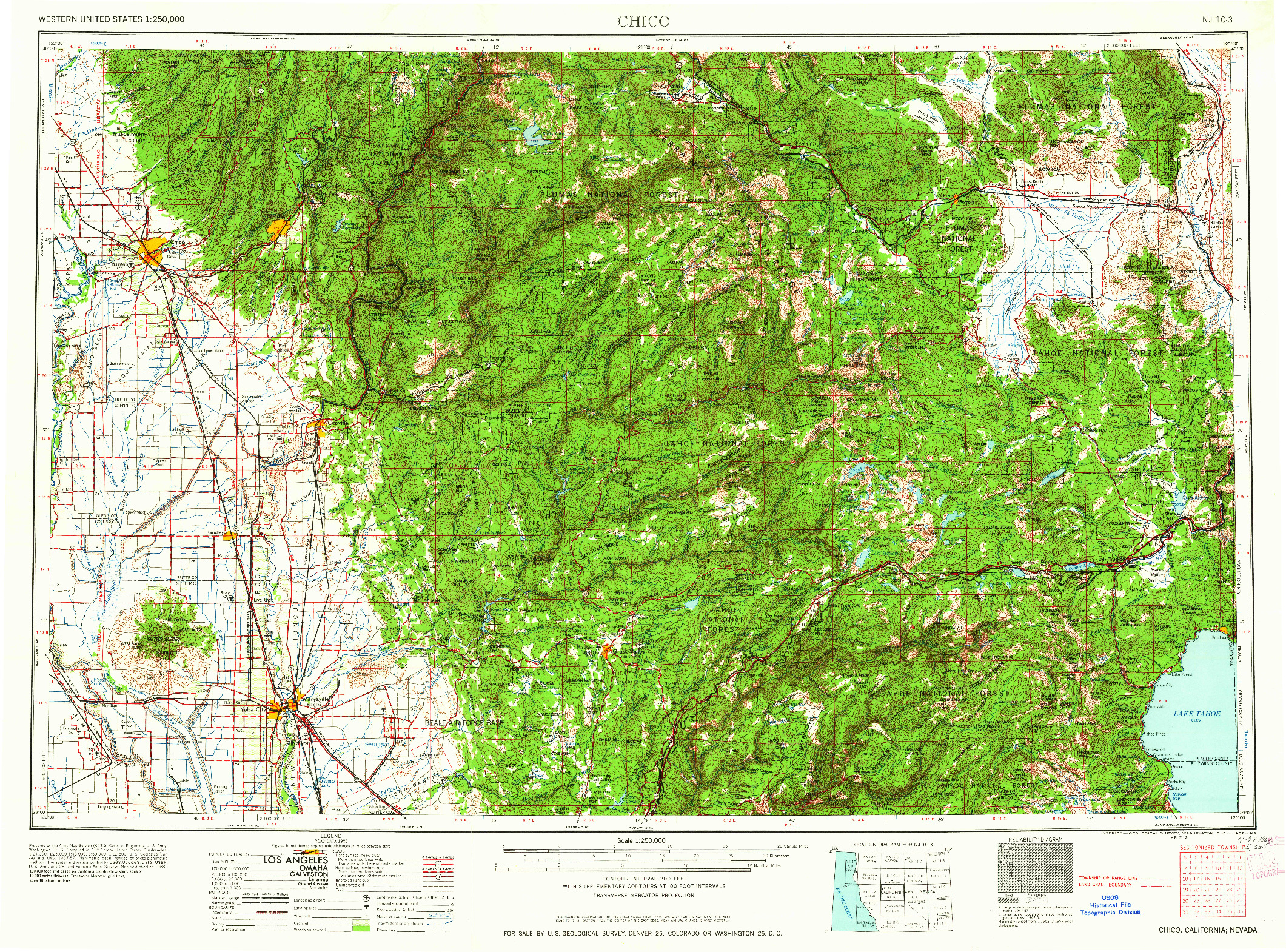 USGS 1:250000-SCALE QUADRANGLE FOR CHICO, CA 1958