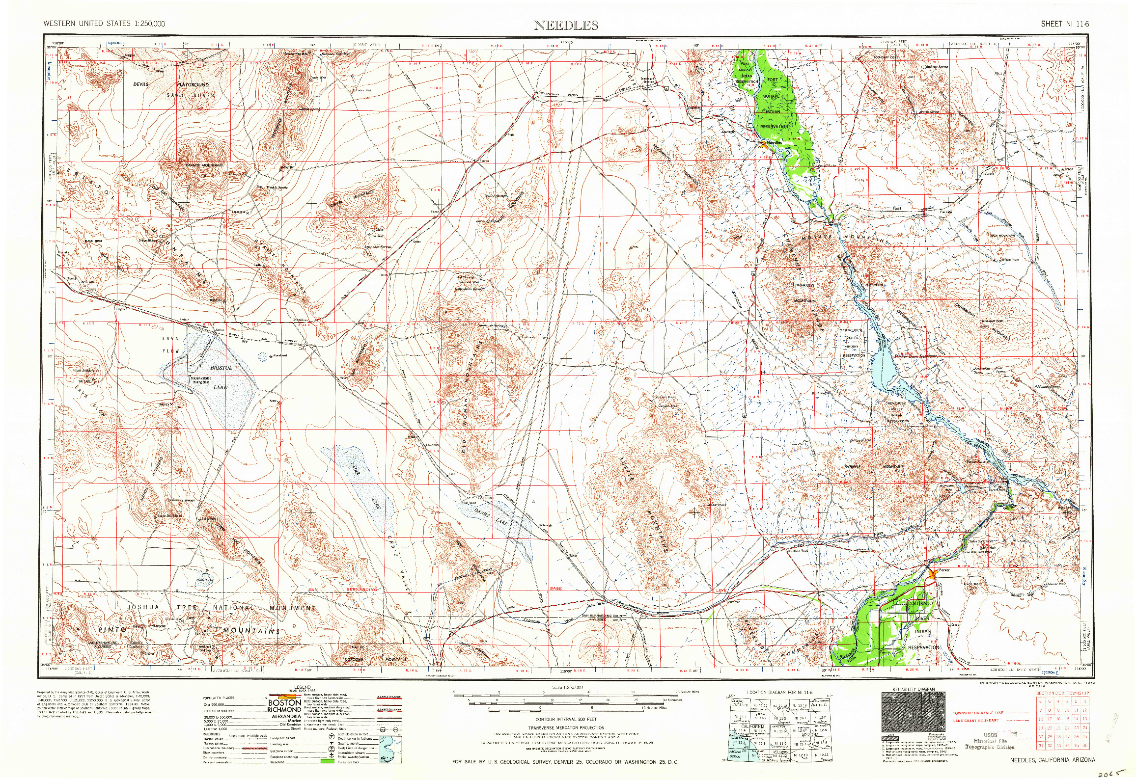 USGS 1:250000-SCALE QUADRANGLE FOR NEEDLES, CA 1956