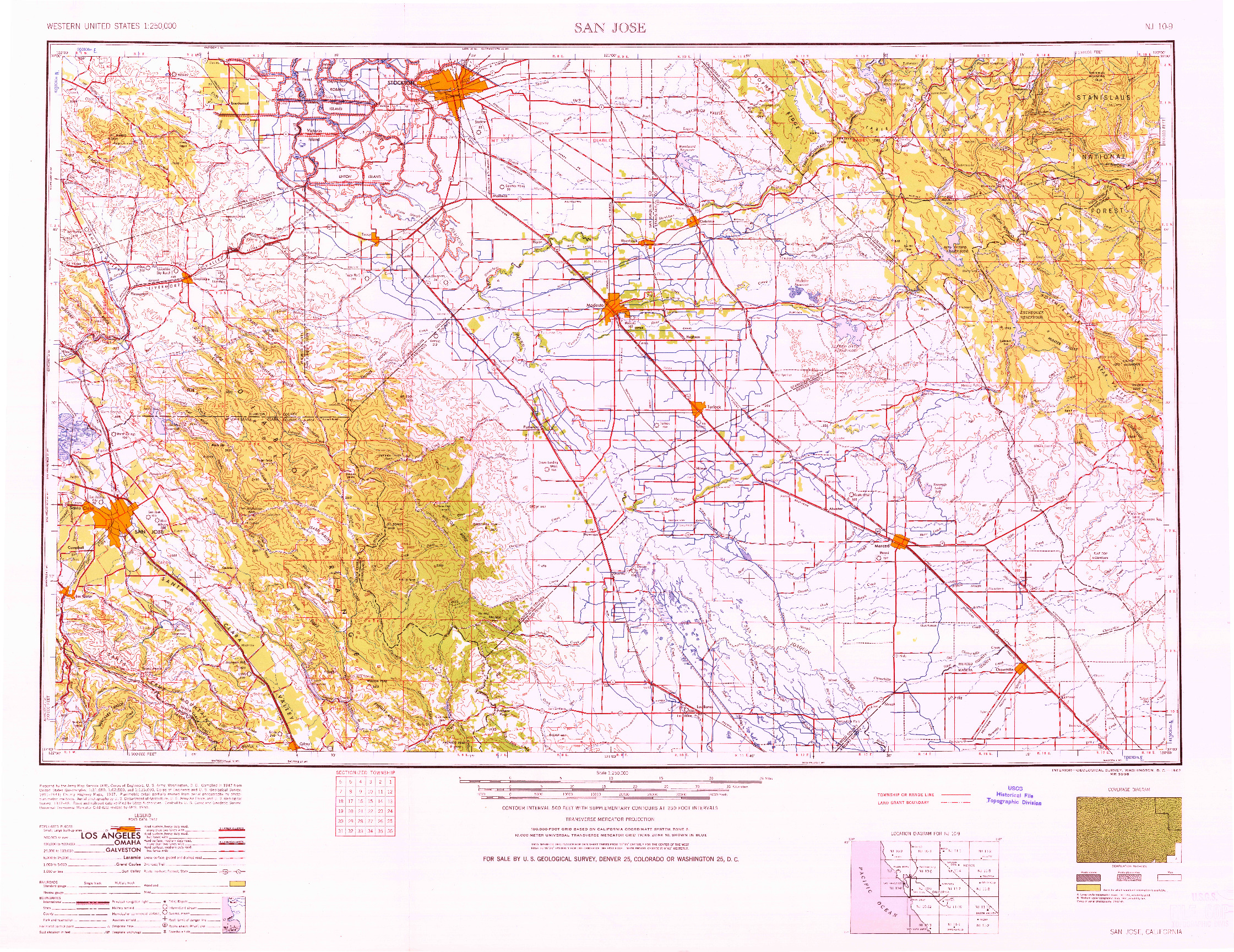 USGS 1:250000-SCALE QUADRANGLE FOR SAN JOSE, CA 1962