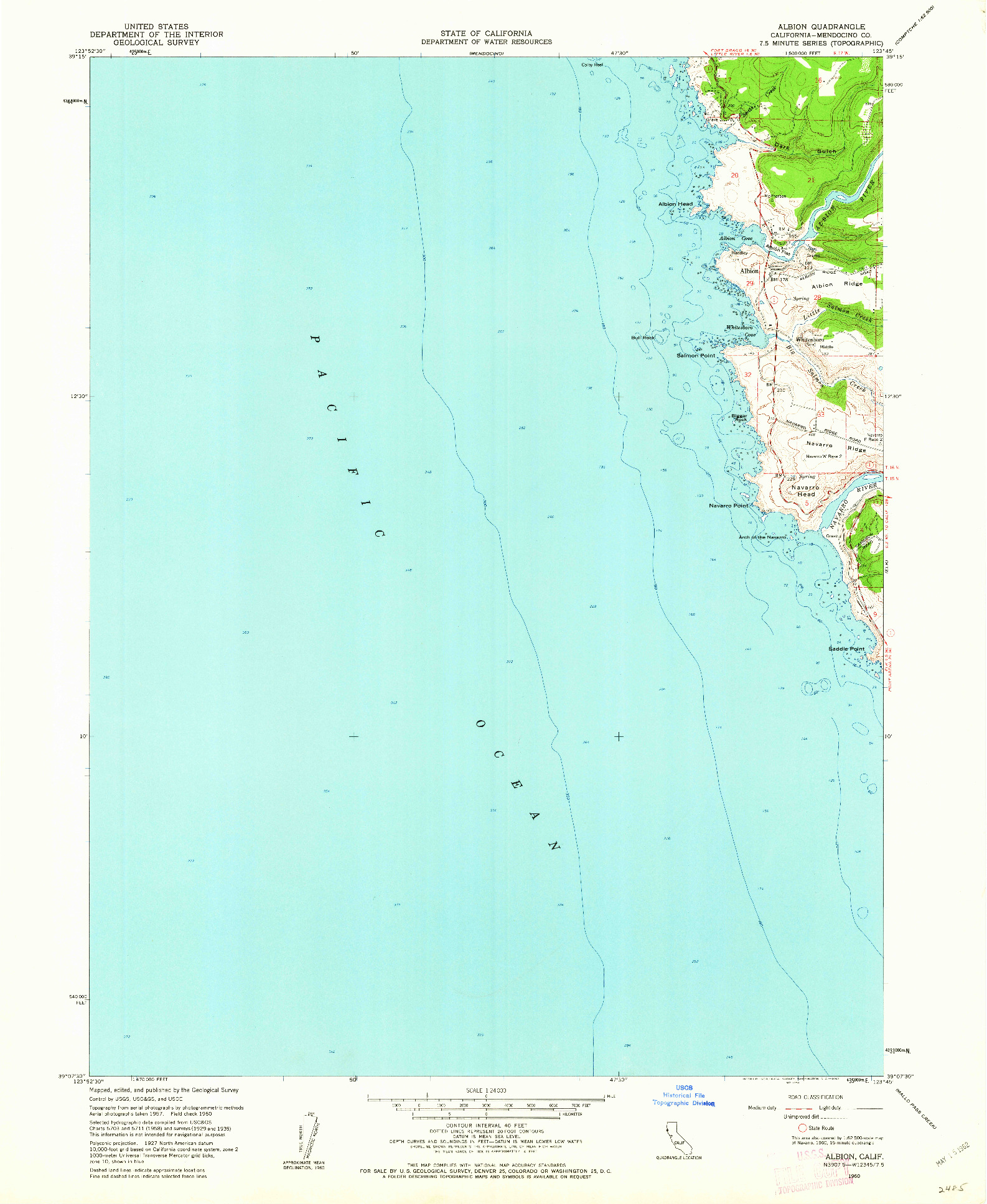 USGS 1:24000-SCALE QUADRANGLE FOR ALBION, CA 1960