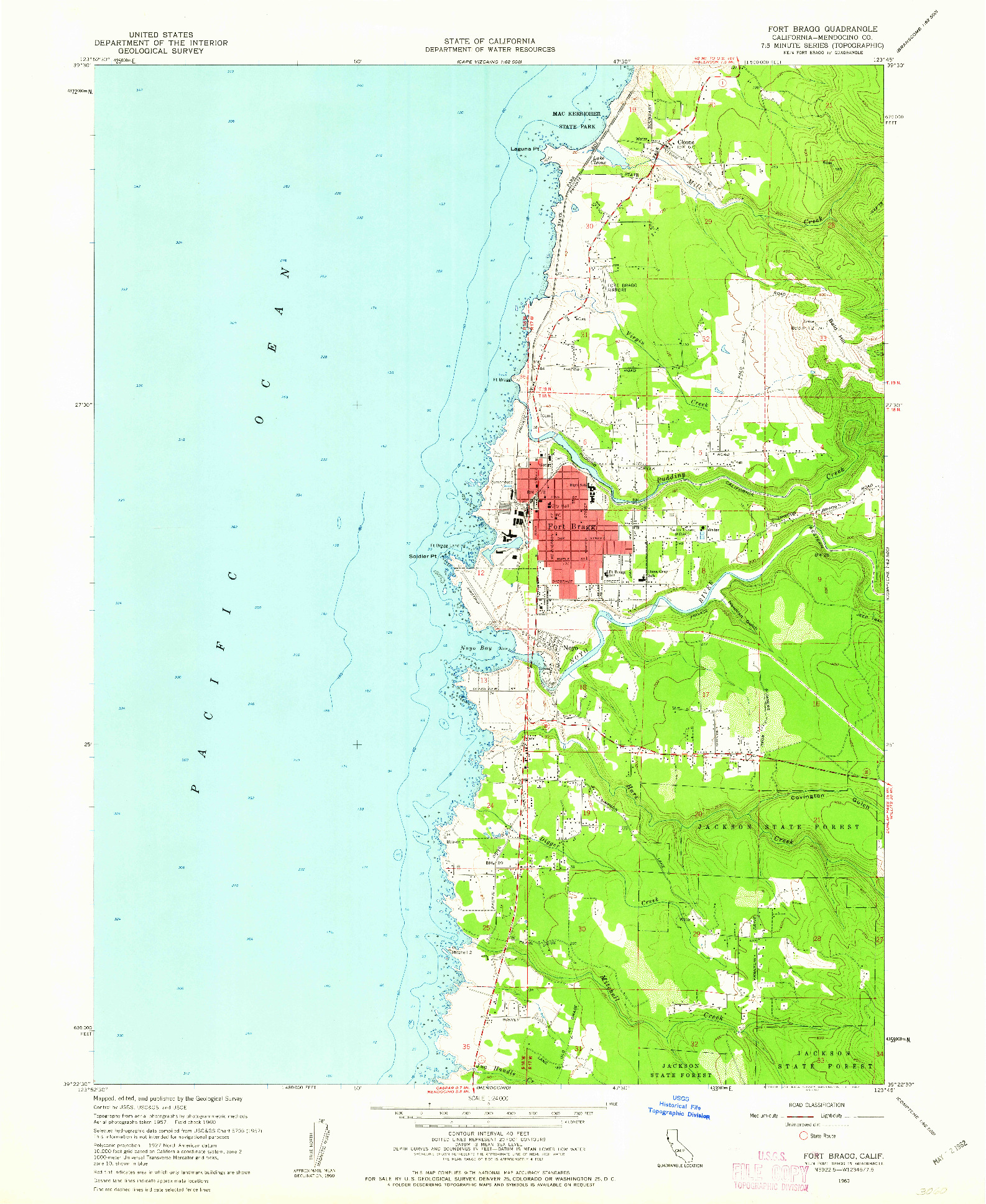 USGS 1:24000-SCALE QUADRANGLE FOR FORT BRAGG, CA 1960