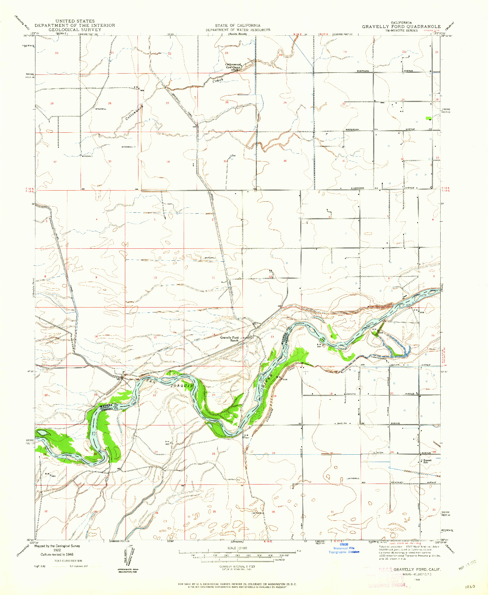 USGS 1:24000-SCALE QUADRANGLE FOR GRAVELLY FORD, CA 1946