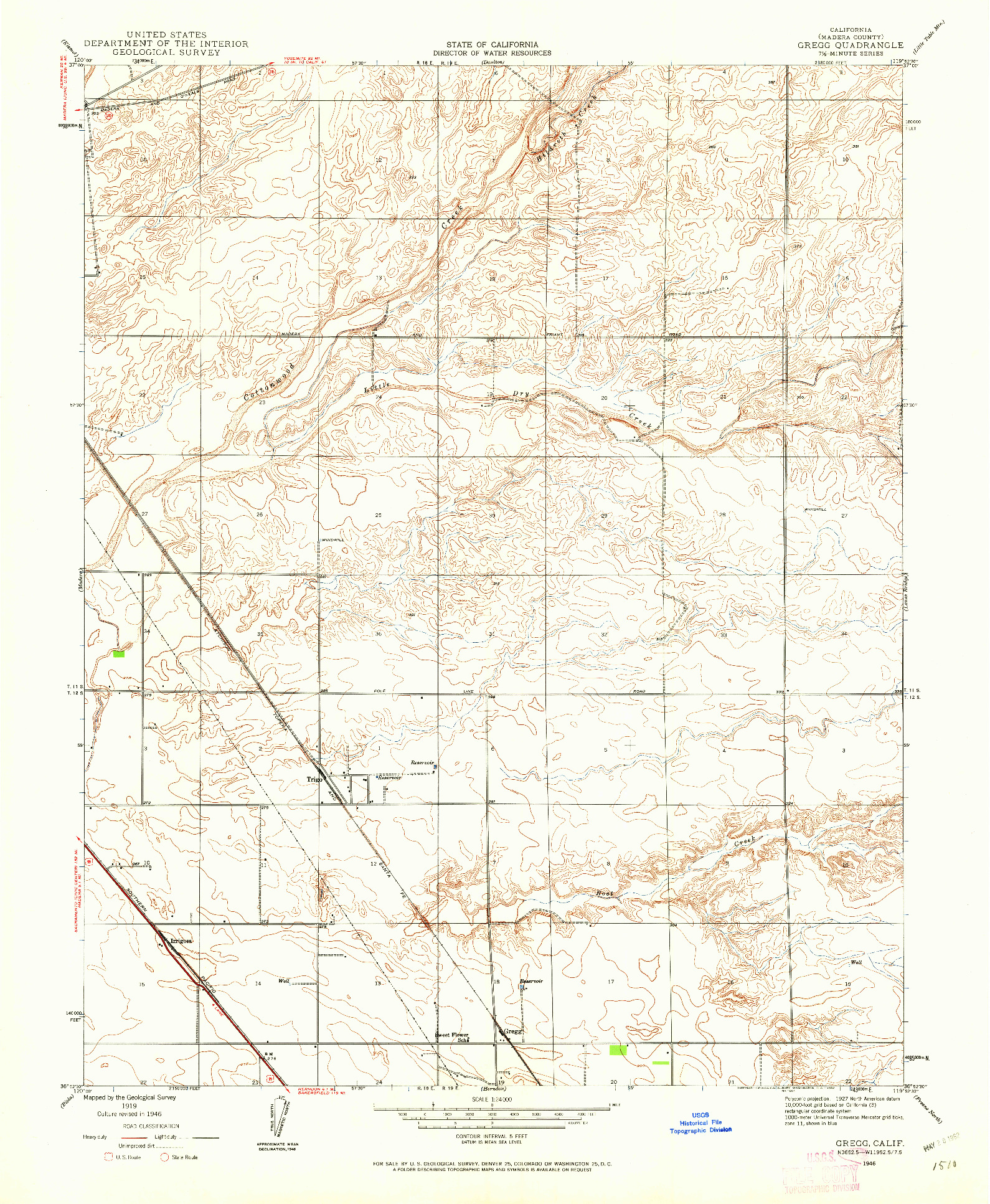 USGS 1:24000-SCALE QUADRANGLE FOR GREGG, CA 1946