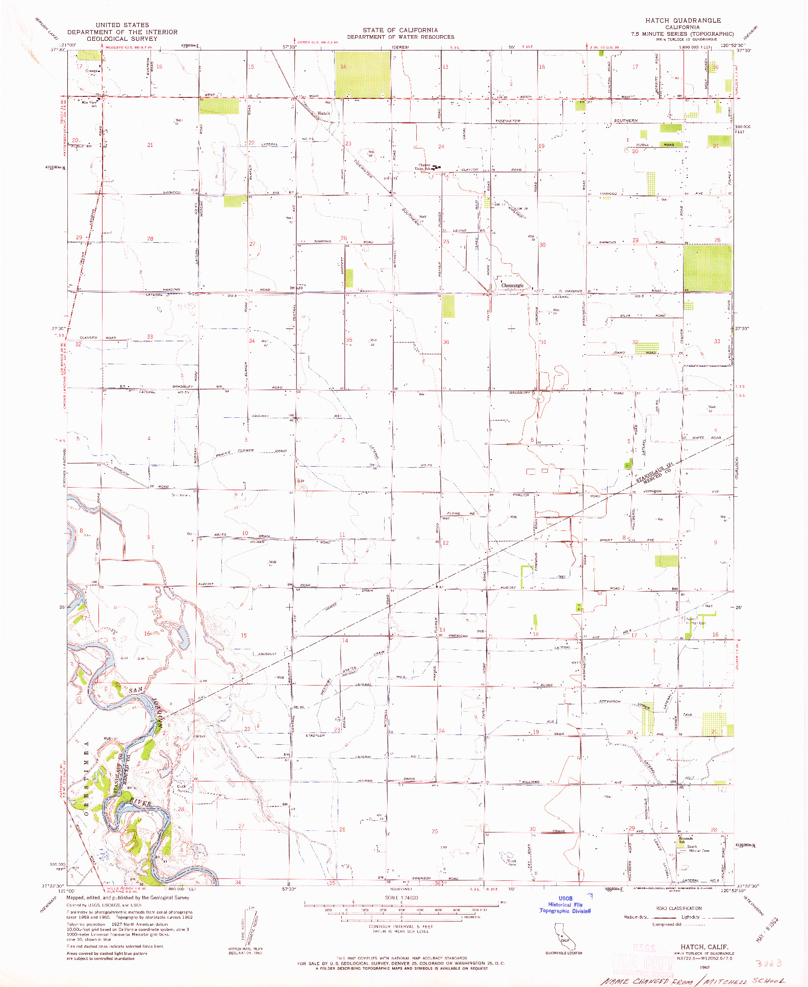 USGS 1:24000-SCALE QUADRANGLE FOR HATCH, CA 1962