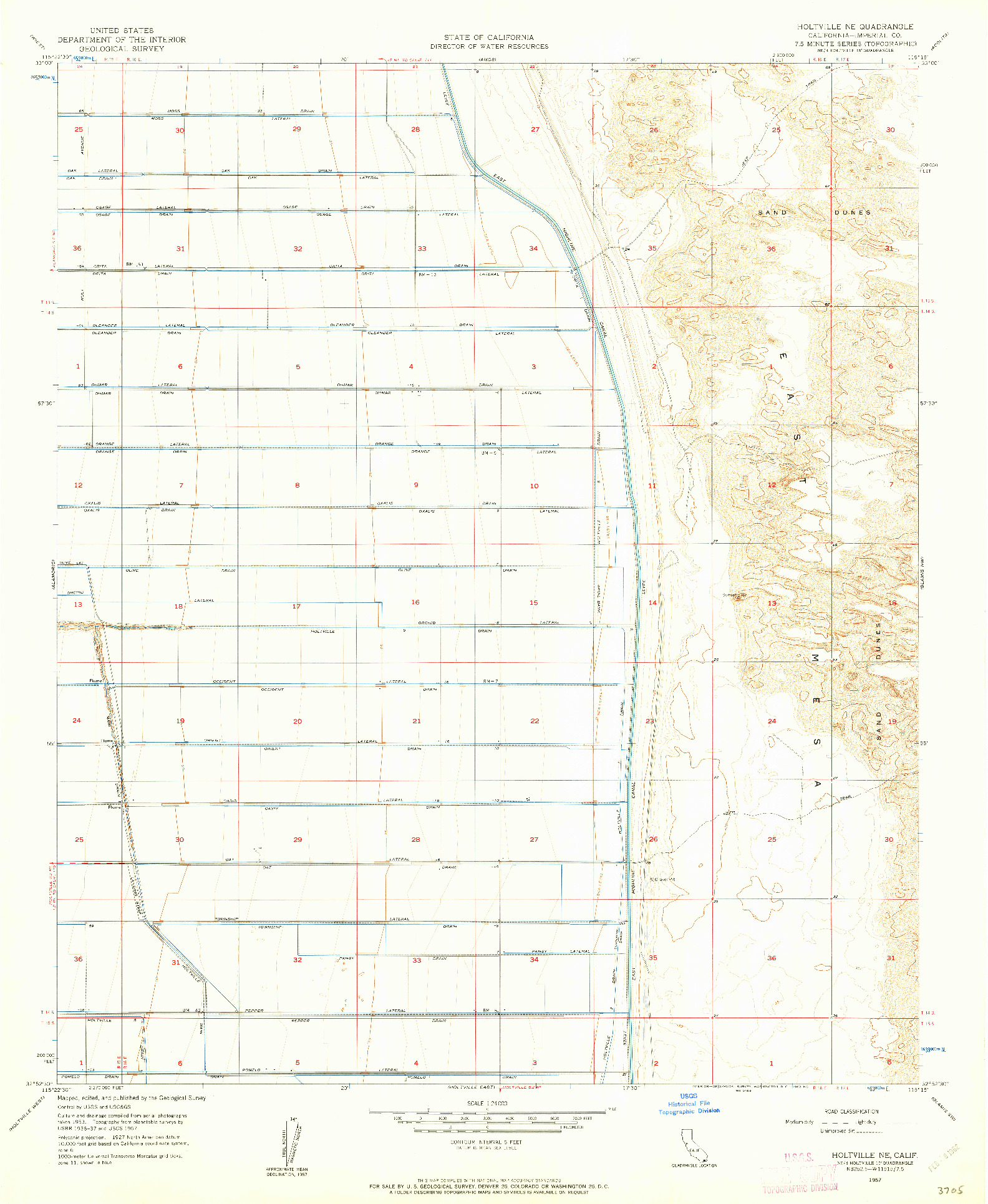 USGS 1:24000-SCALE QUADRANGLE FOR HOLTVILLE NE, CA 1957