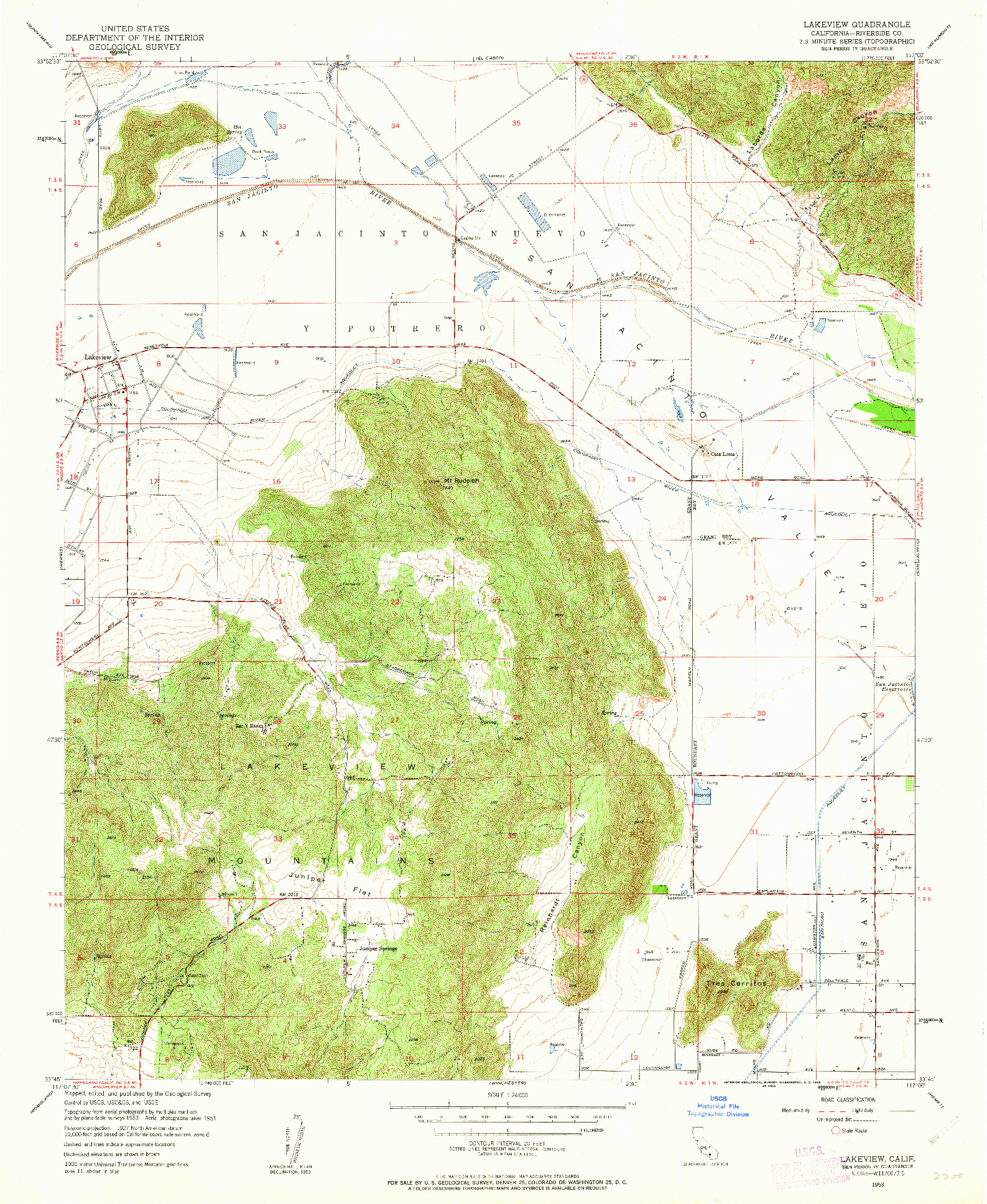 USGS 1:24000-SCALE QUADRANGLE FOR LAKEVIEW, CA 1953