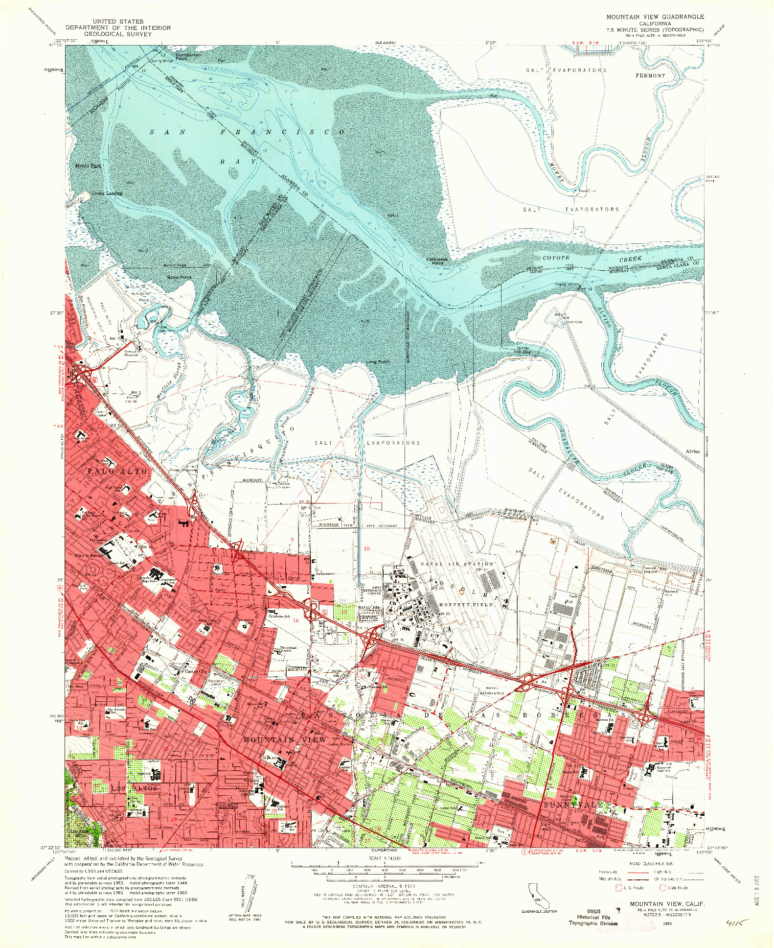 USGS 1:24000-SCALE QUADRANGLE FOR MOUNTAIN VIEW, CA 1961