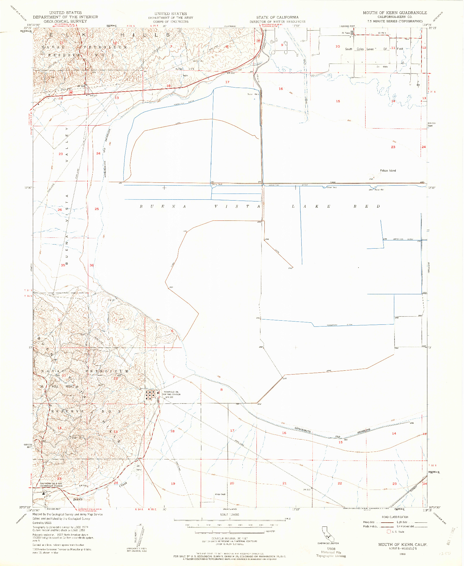 USGS 1:24000-SCALE QUADRANGLE FOR MOUTH OF KERN, CA 1950