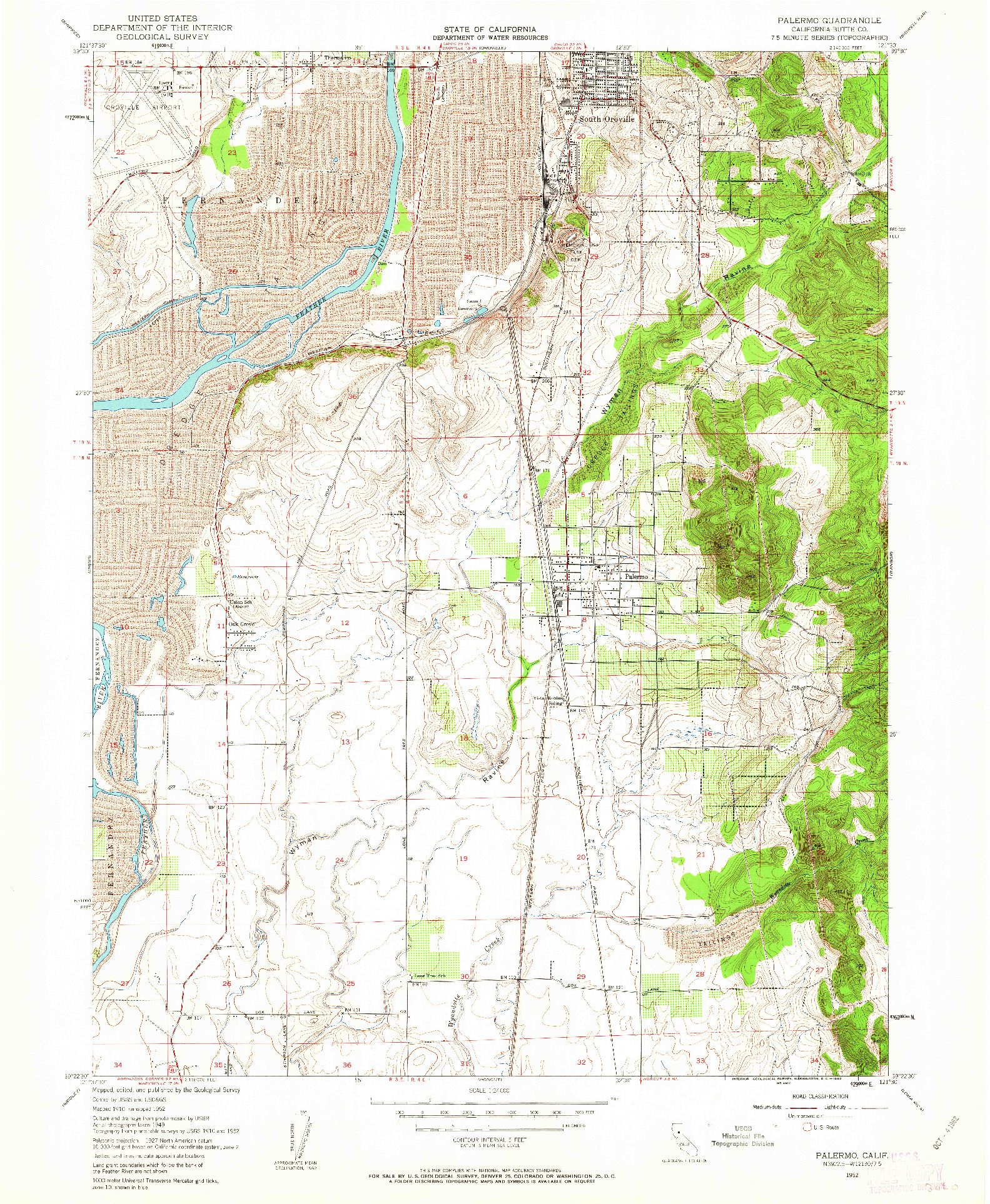 USGS 1:24000-SCALE QUADRANGLE FOR PALERMO, CA 1952