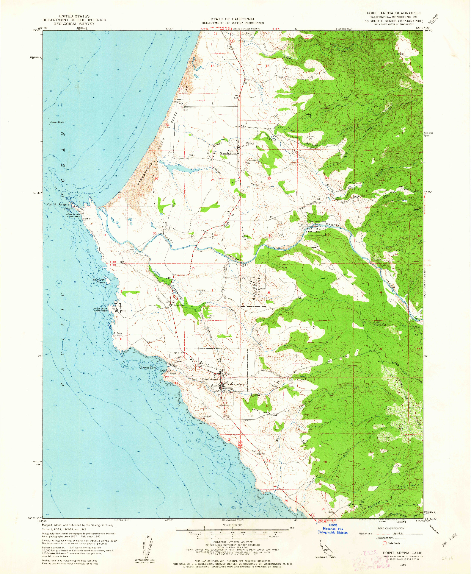 USGS 1:24000-SCALE QUADRANGLE FOR POINT ARENA, CA 1960