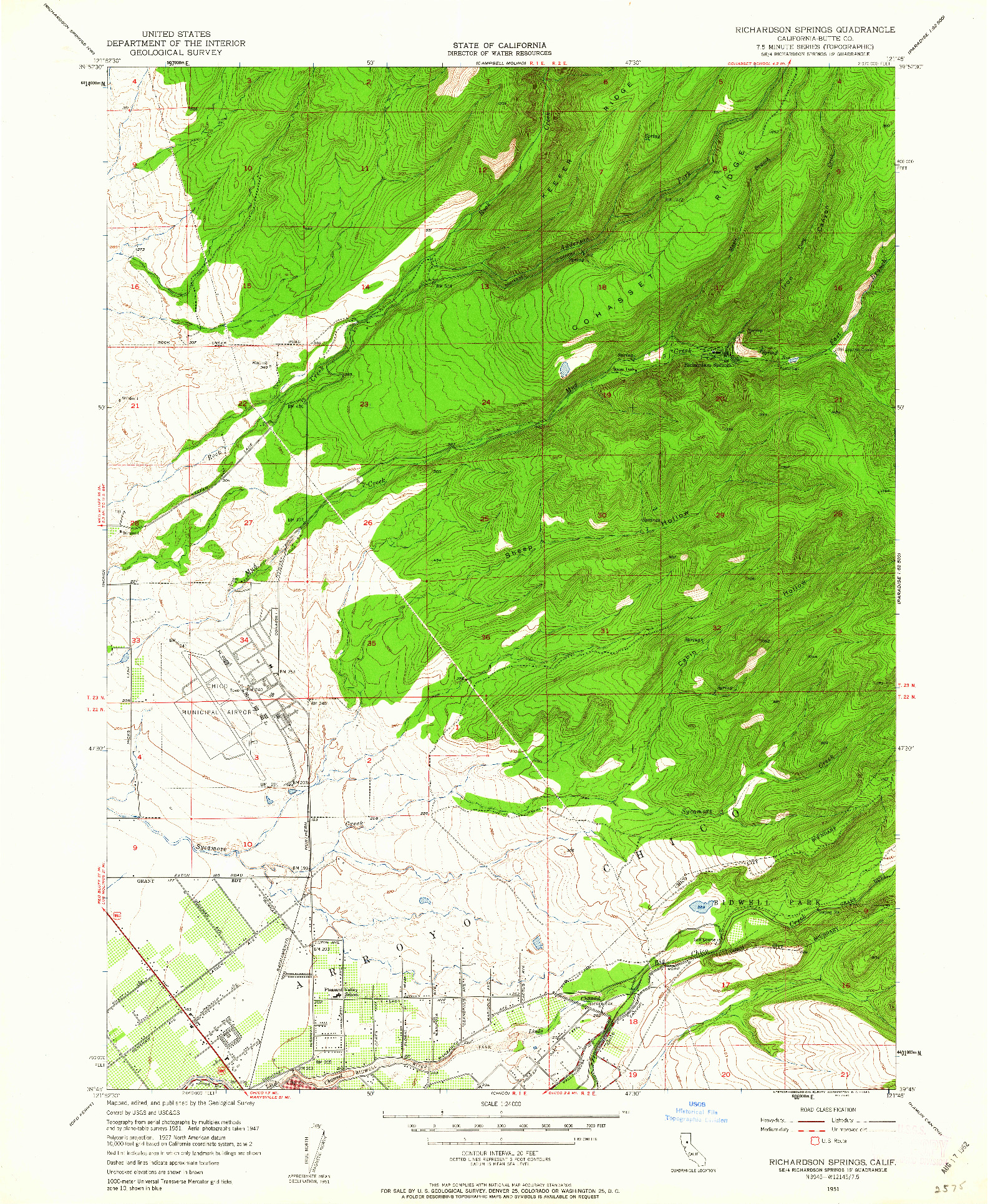USGS 1:24000-SCALE QUADRANGLE FOR RICHARDSON SPRINGS, CA 1951