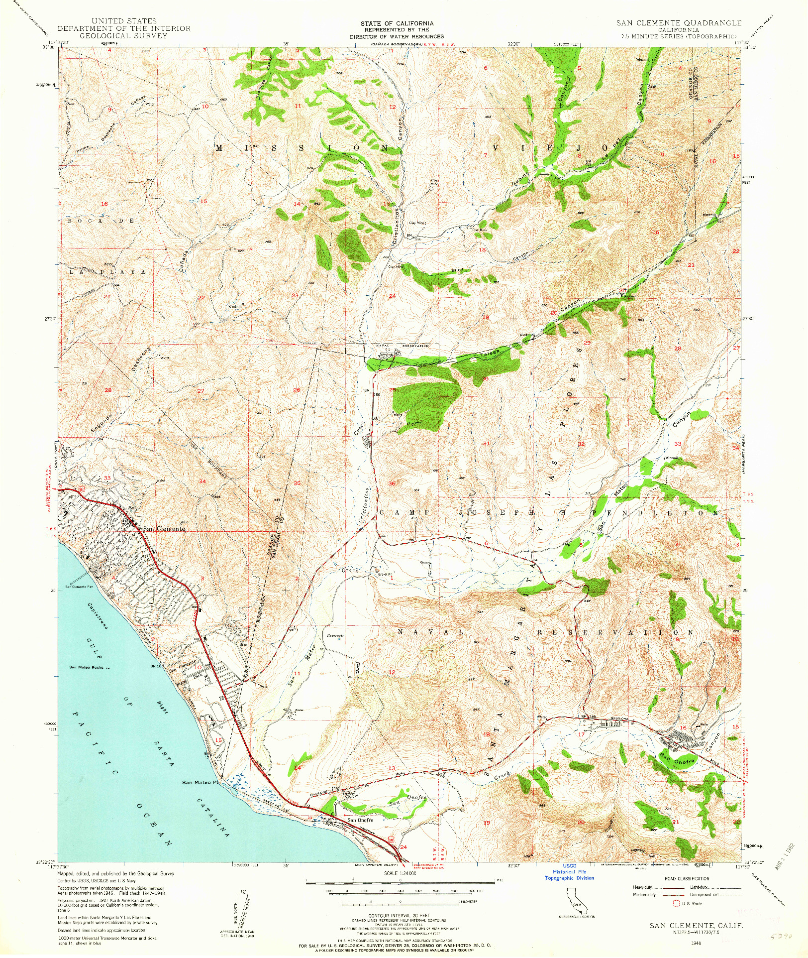 USGS 1:24000-SCALE QUADRANGLE FOR SAN CLEMENTE, CA 1948