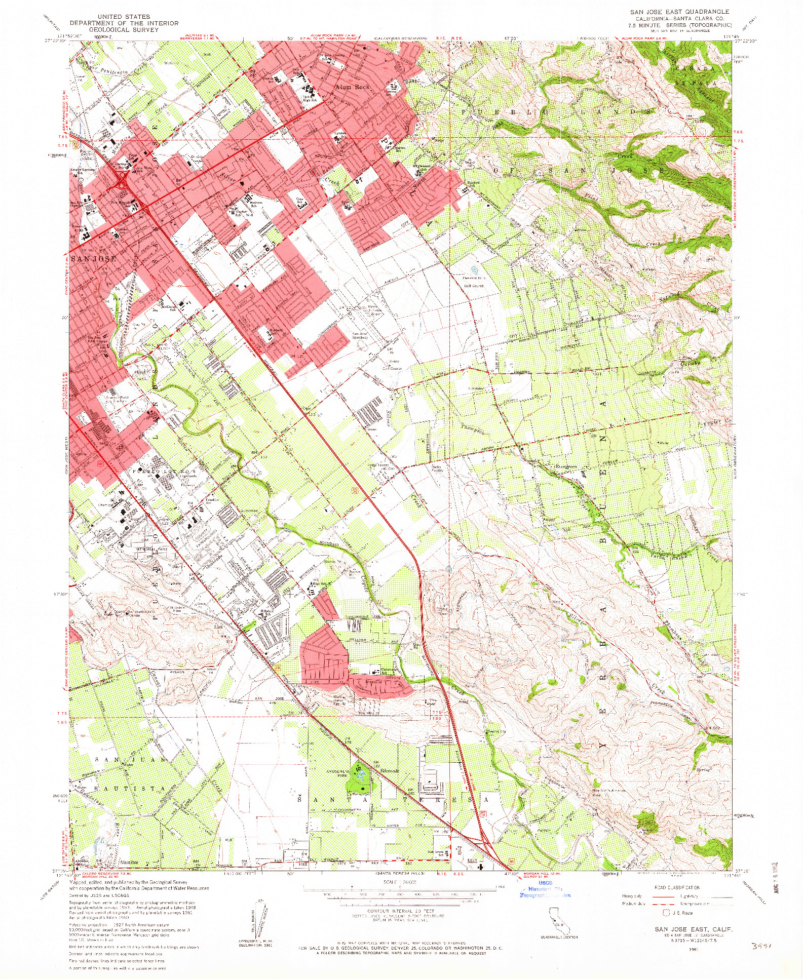 USGS 1:24000-SCALE QUADRANGLE FOR SAN JOSE EAST, CA 1961