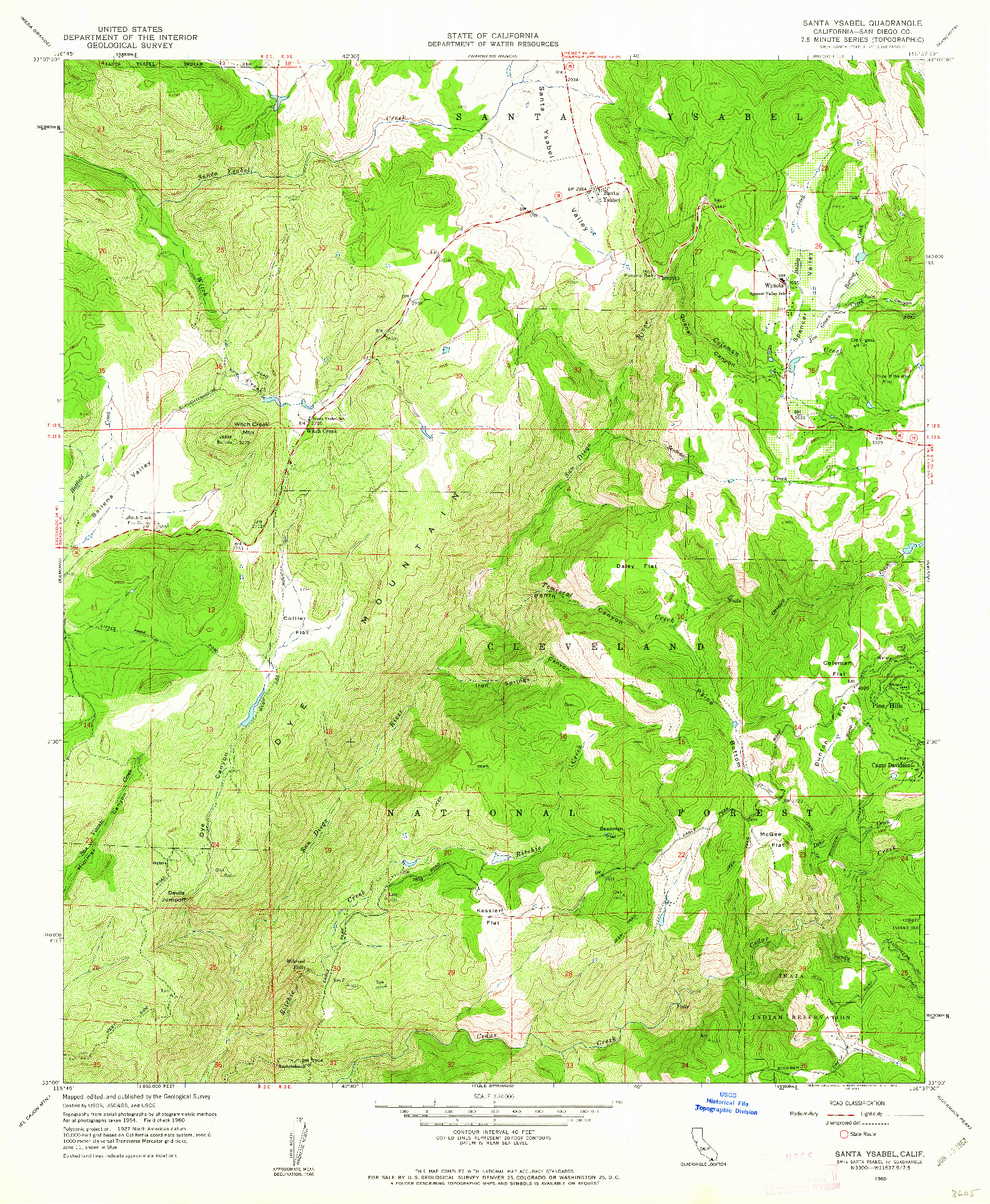 USGS 1:24000-SCALE QUADRANGLE FOR SANTA YSABEL, CA 1960