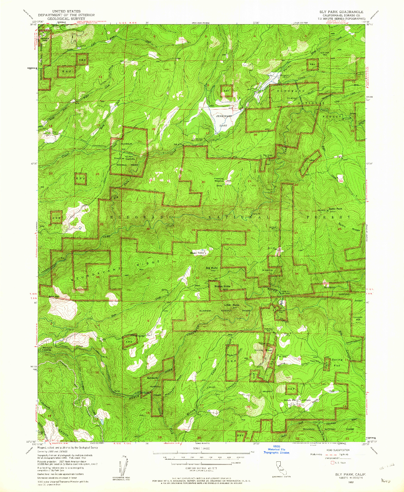 USGS 1:24000-SCALE QUADRANGLE FOR SLY PARK, CA 1952