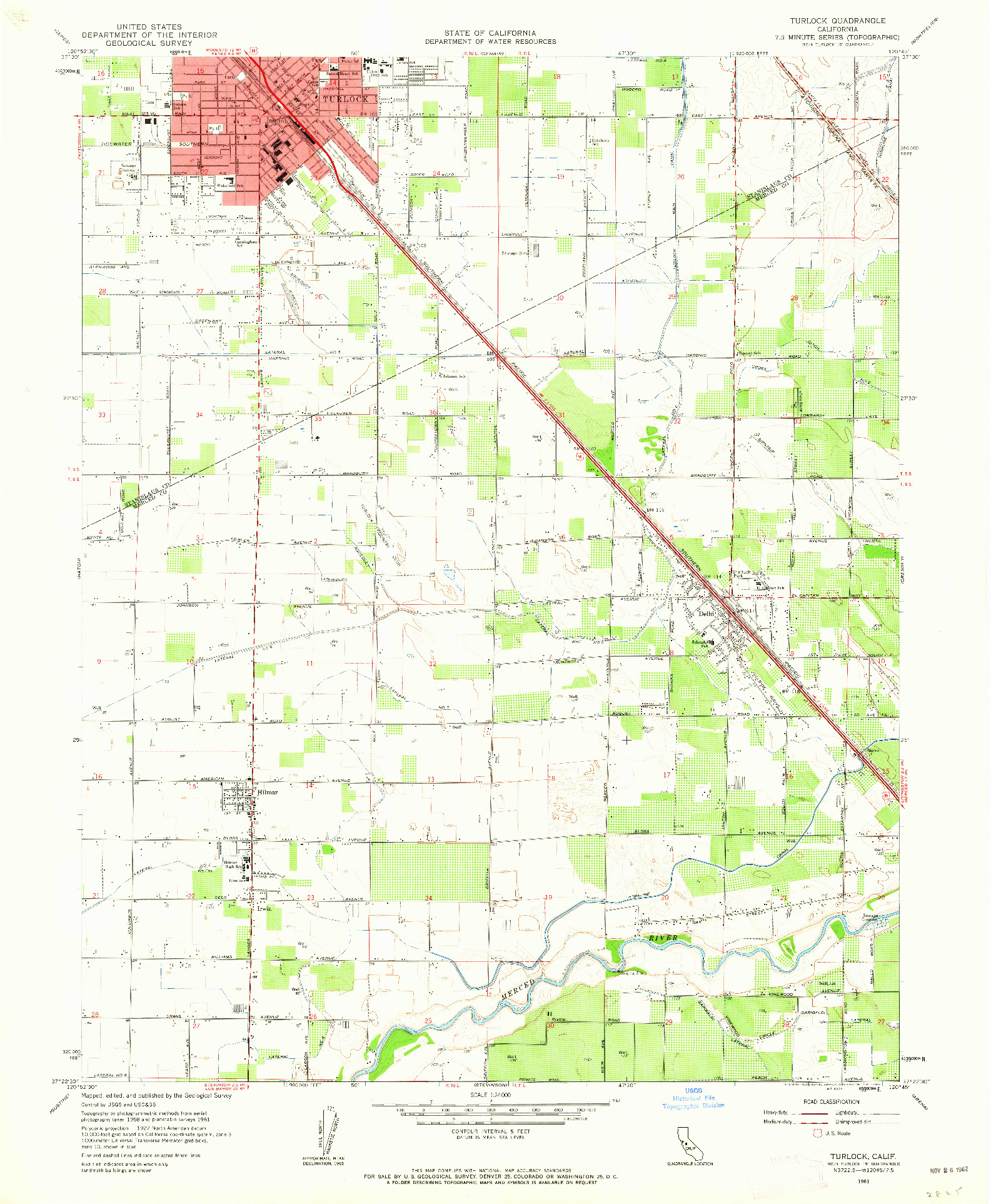 USGS 1:24000-SCALE QUADRANGLE FOR TURLOCK, CA 1961