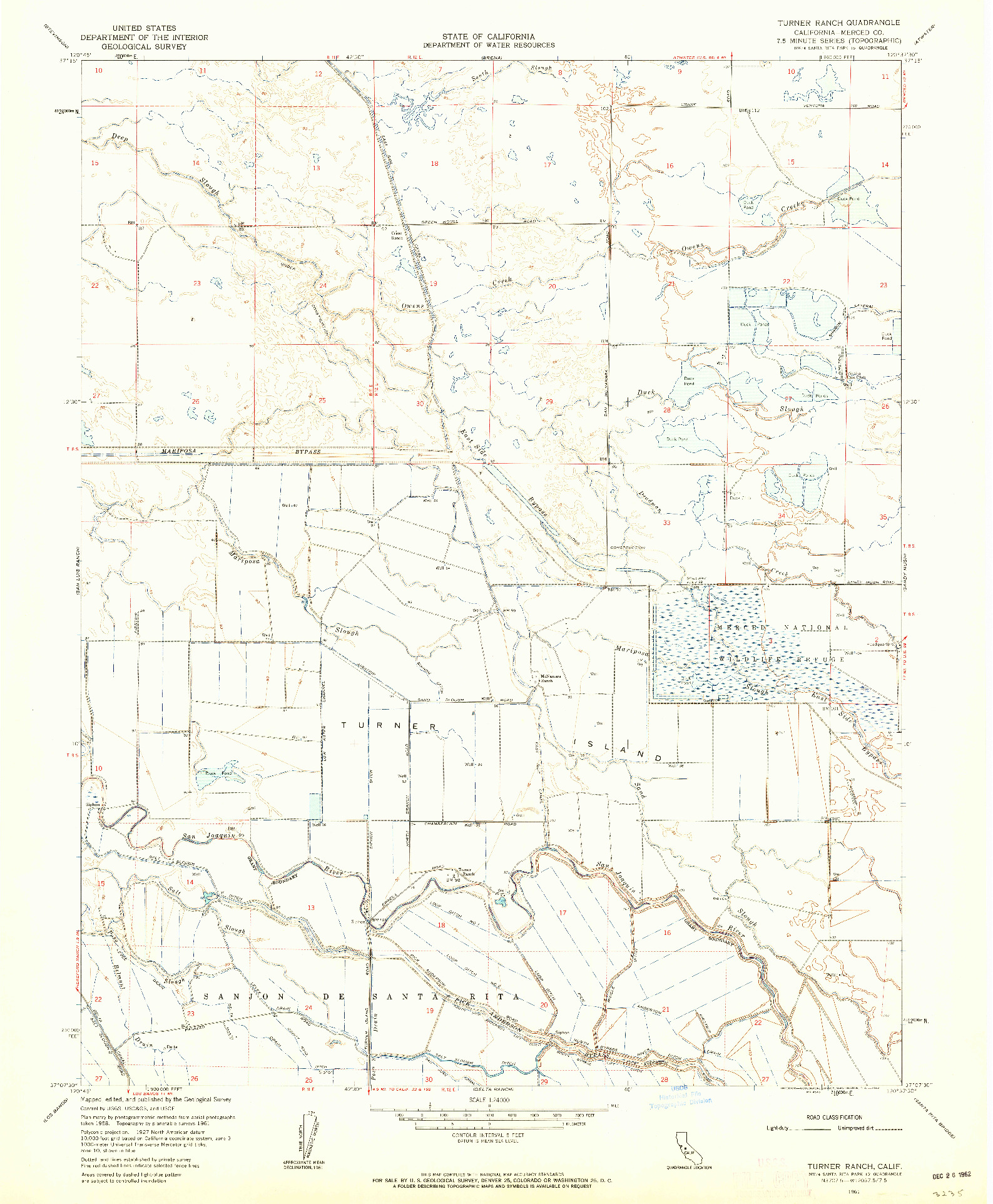 USGS 1:24000-SCALE QUADRANGLE FOR TURNER RANCH, CA 1961