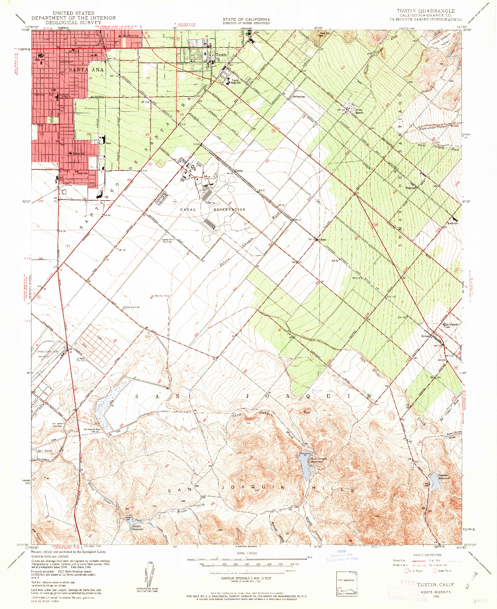 USGS 1:24000-SCALE QUADRANGLE FOR TUSTIN, CA 1948