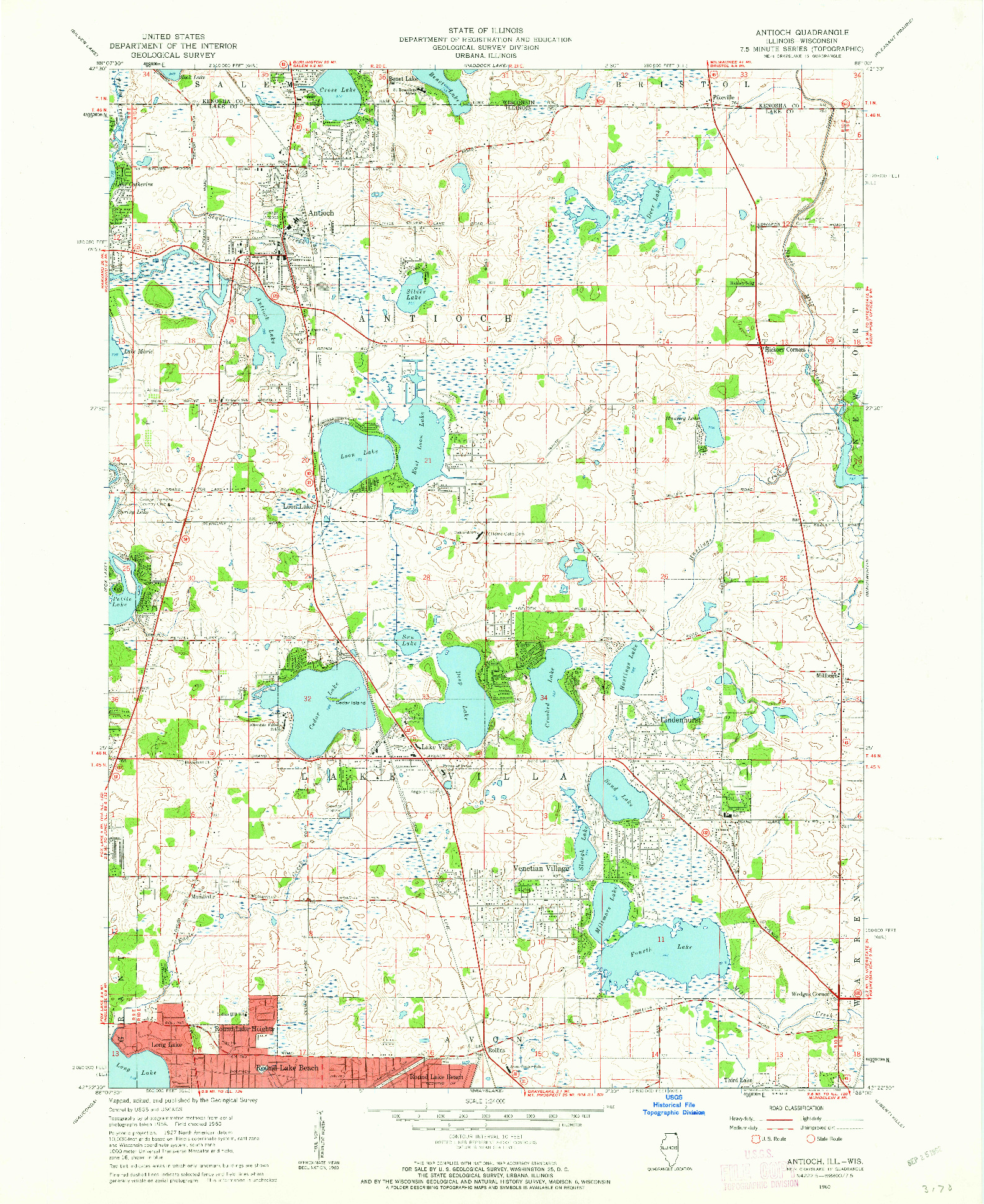 USGS 1:24000-SCALE QUADRANGLE FOR ANTIOCH, IL 1960