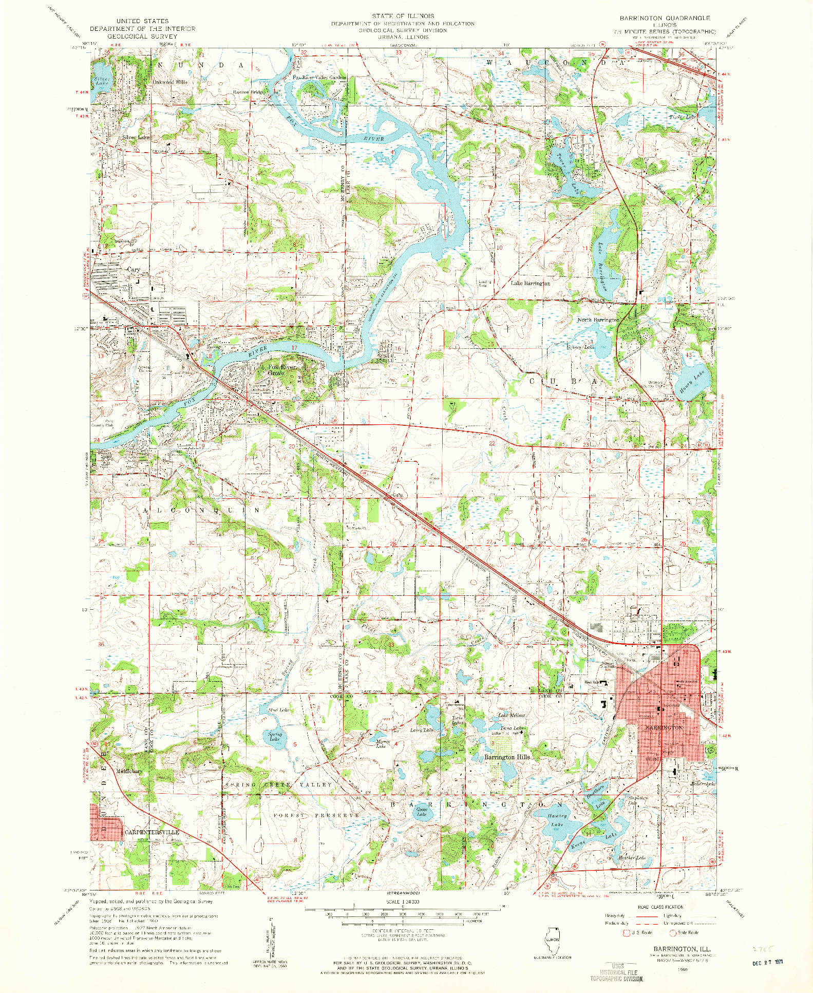 USGS 1:24000-SCALE QUADRANGLE FOR BARRINGTON, IL 1960